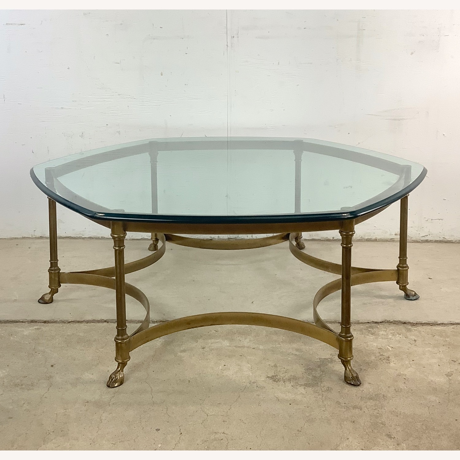 Vintage Modern Brass and Glass Coffee Table - image-1