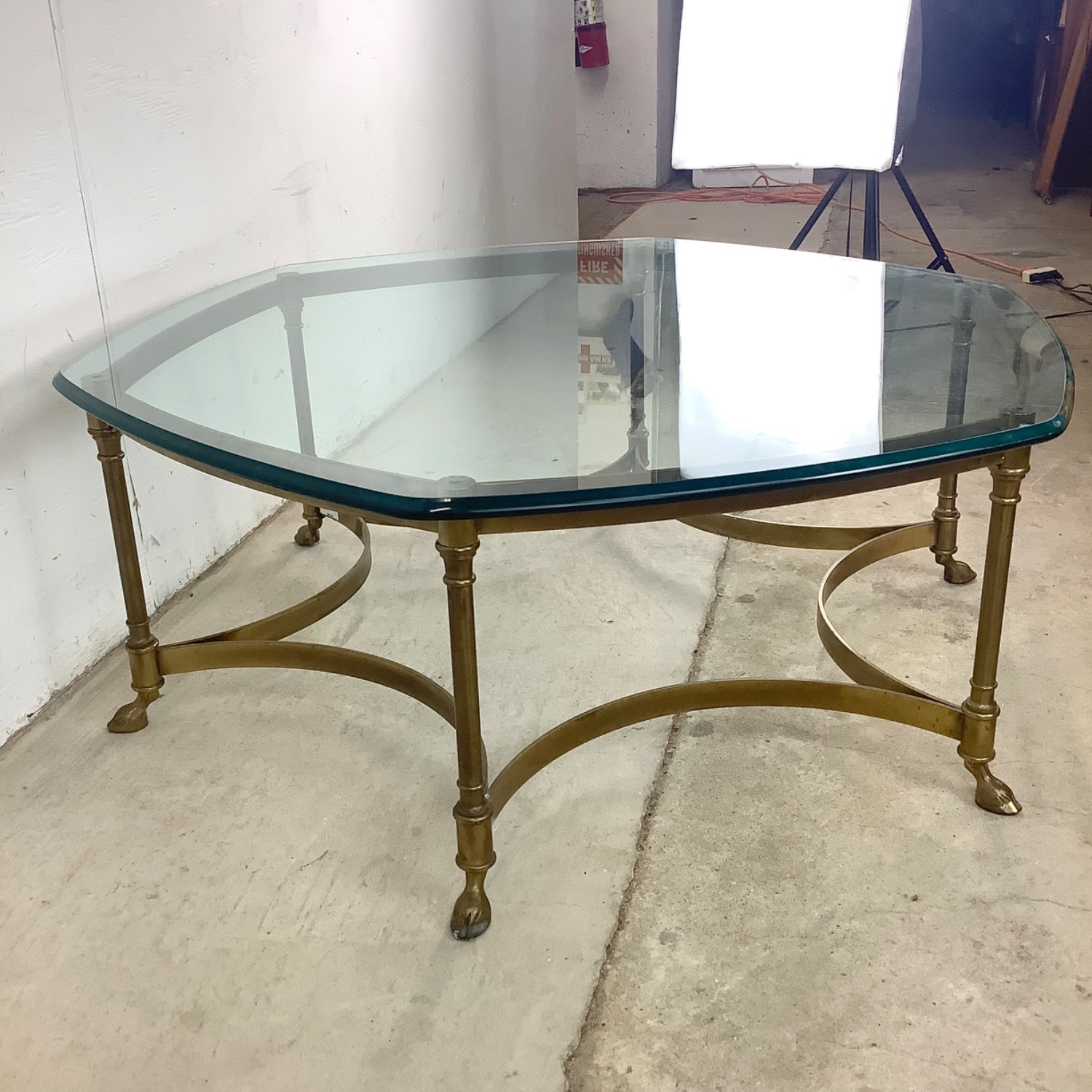 Vintage Modern Brass and Glass Coffee Table - image-3