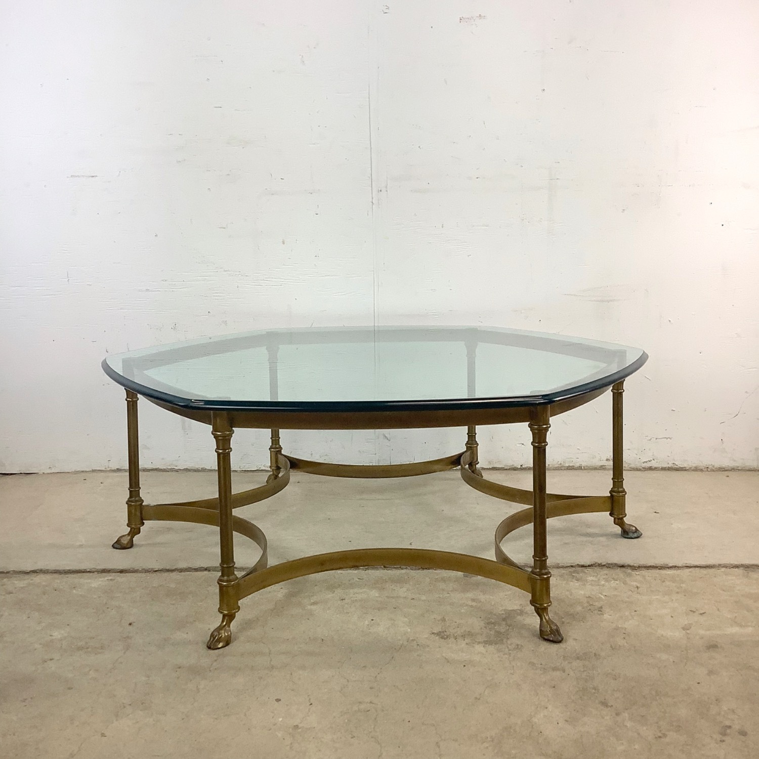 Vintage Modern Brass and Glass Coffee Table - image-16