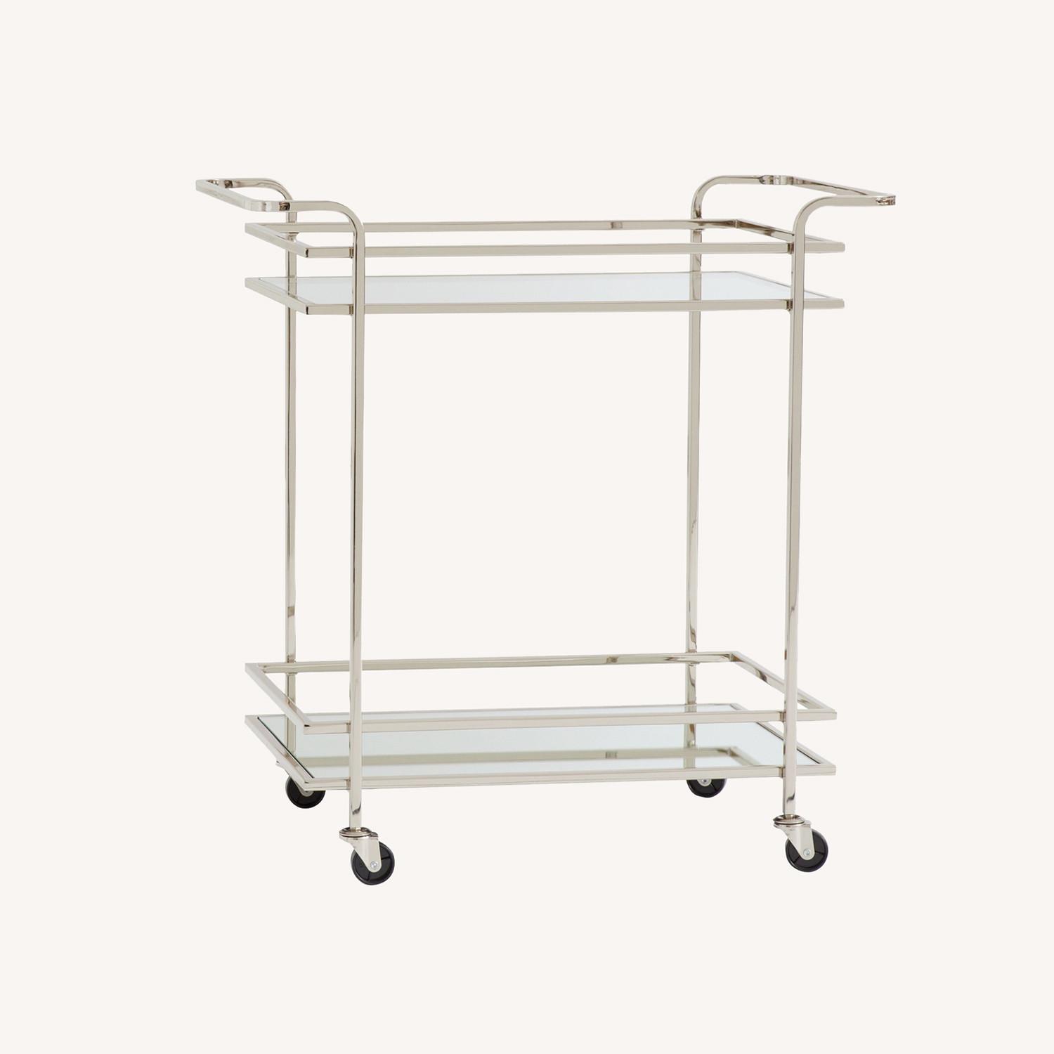 Pottery Barn Skylar Bar Cart - Brushed Nickel - image-0