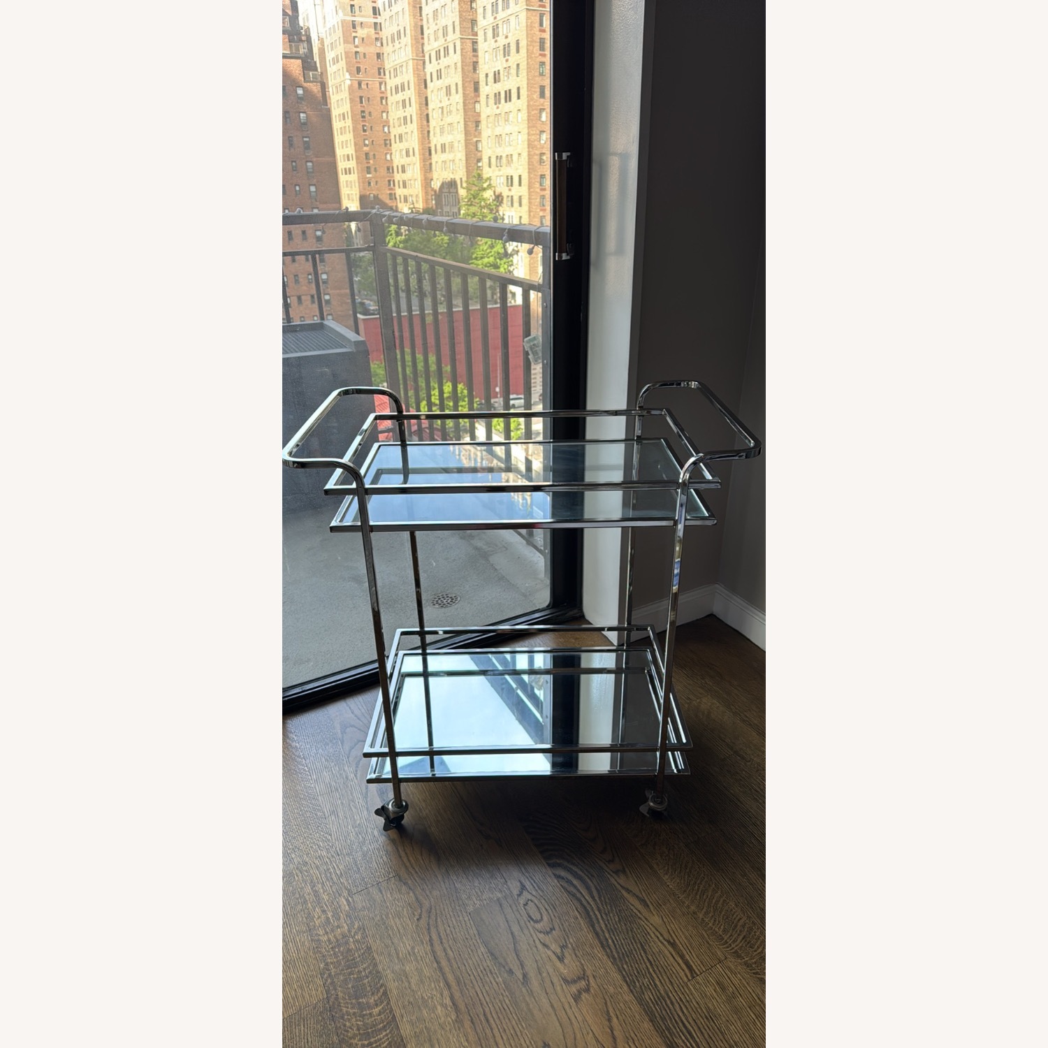 Pottery Barn Skylar Bar Cart - Brushed Nickel - image-1