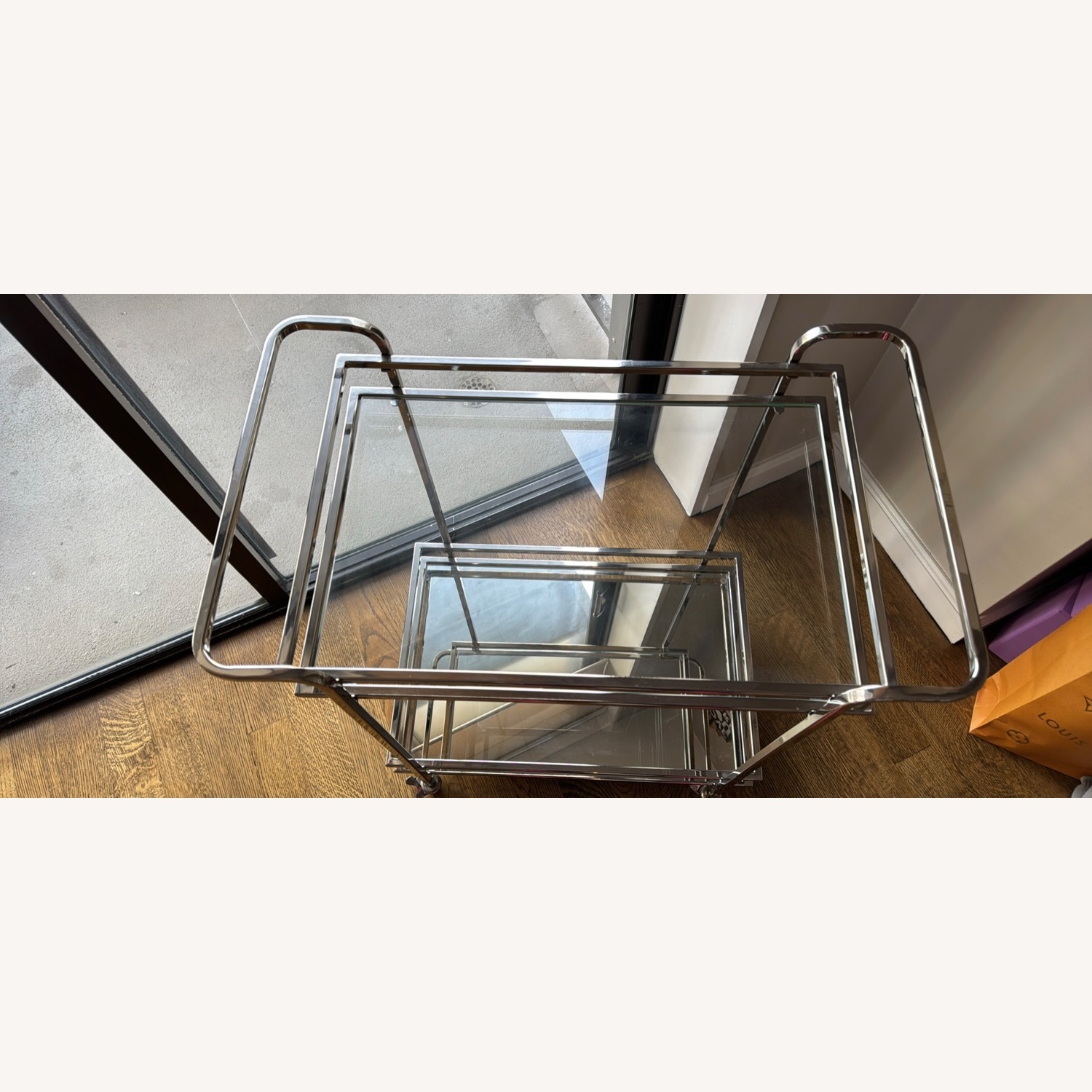 Pottery Barn Skylar Bar Cart - Brushed Nickel - image-2