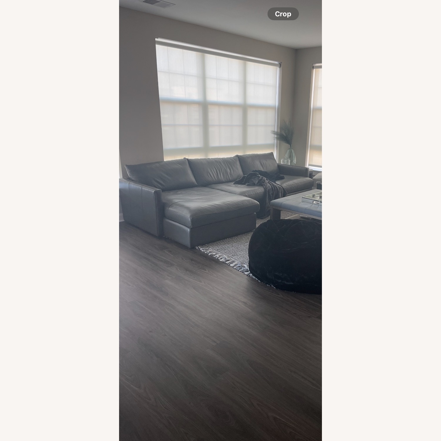 Crate & Barrel Custom Leather Lounge Sectional - image-1