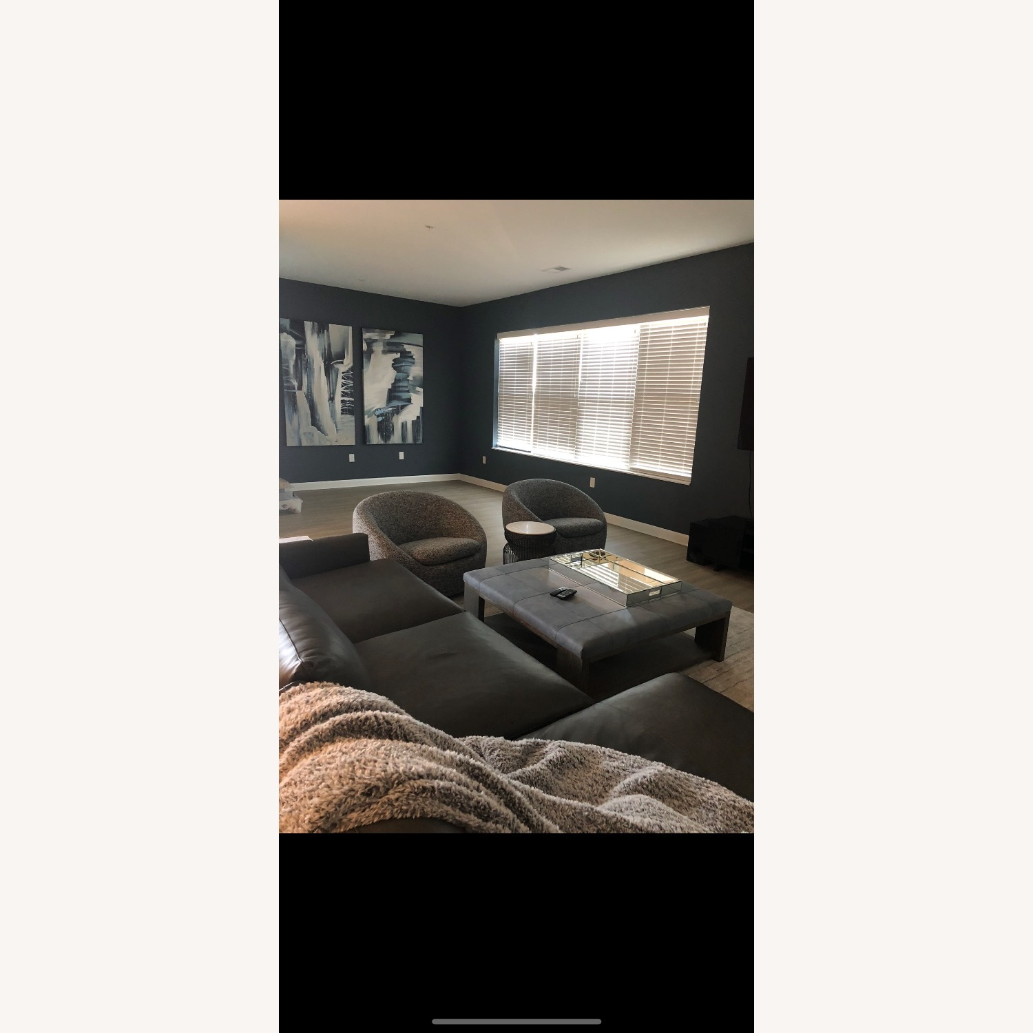 Crate & Barrel Custom Leather Lounge Sectional - image-2