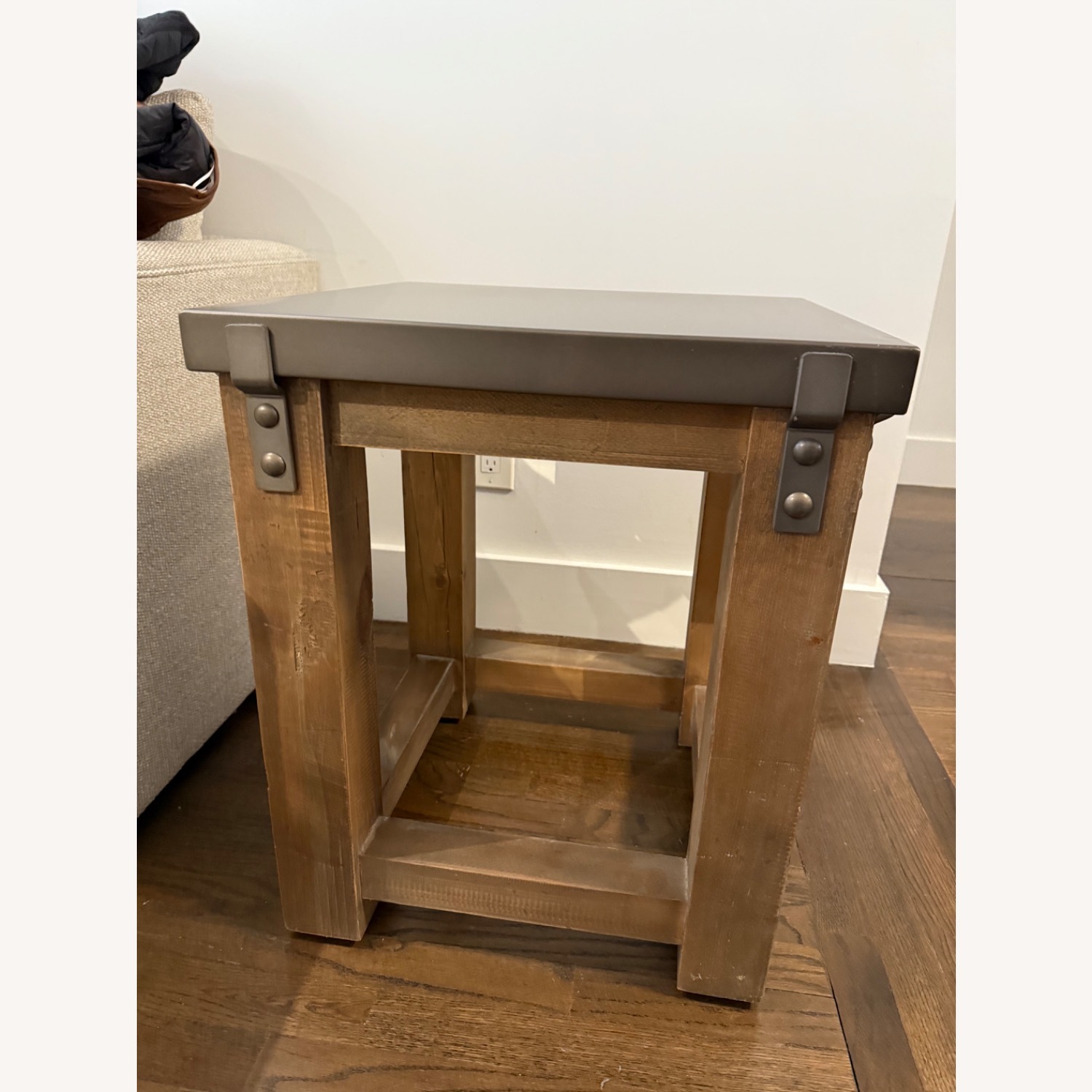 Restoration Hardware Wood & Zinc Side Table - image-1