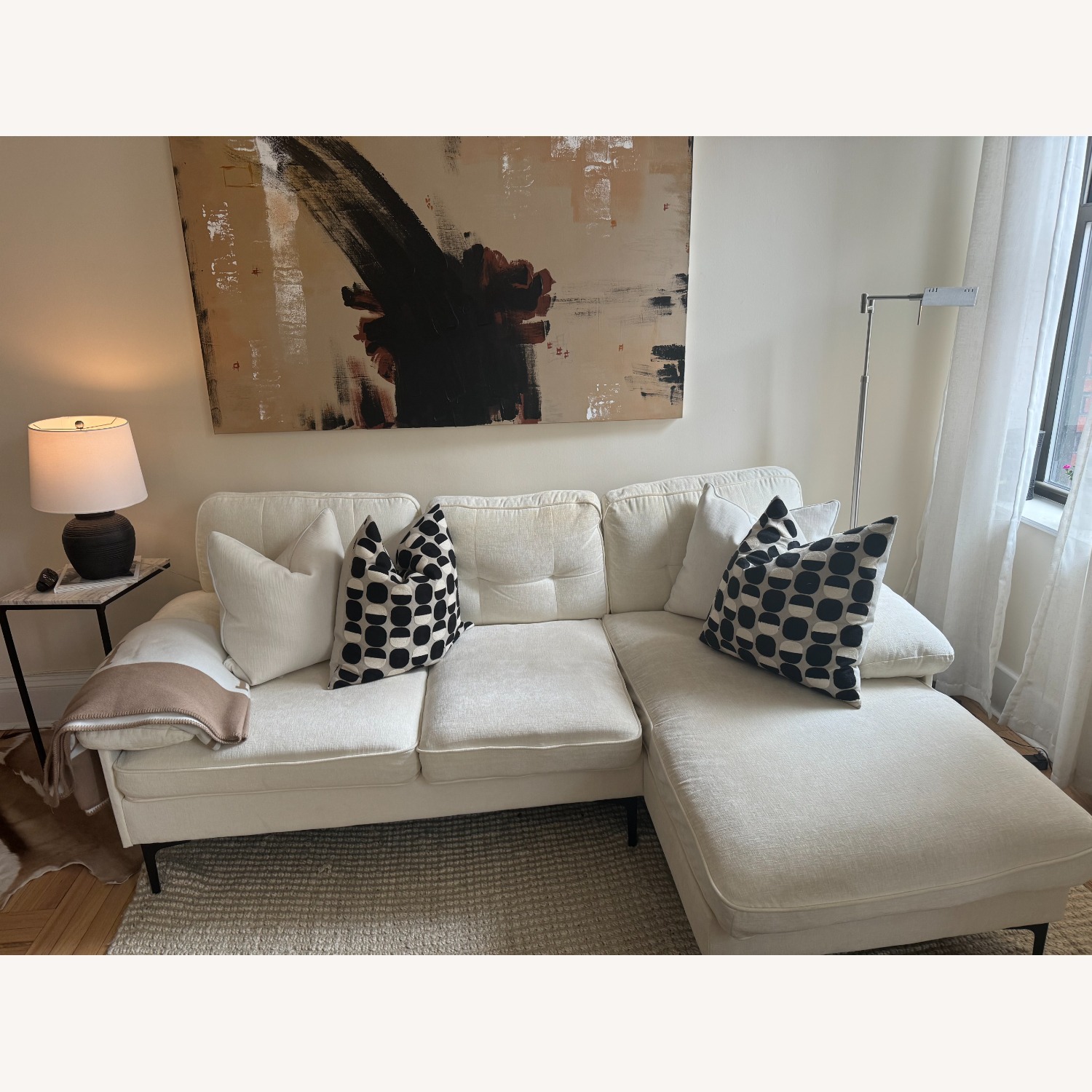 Wayfair Hilmir Cream fabric 3 piece sectional - image-2