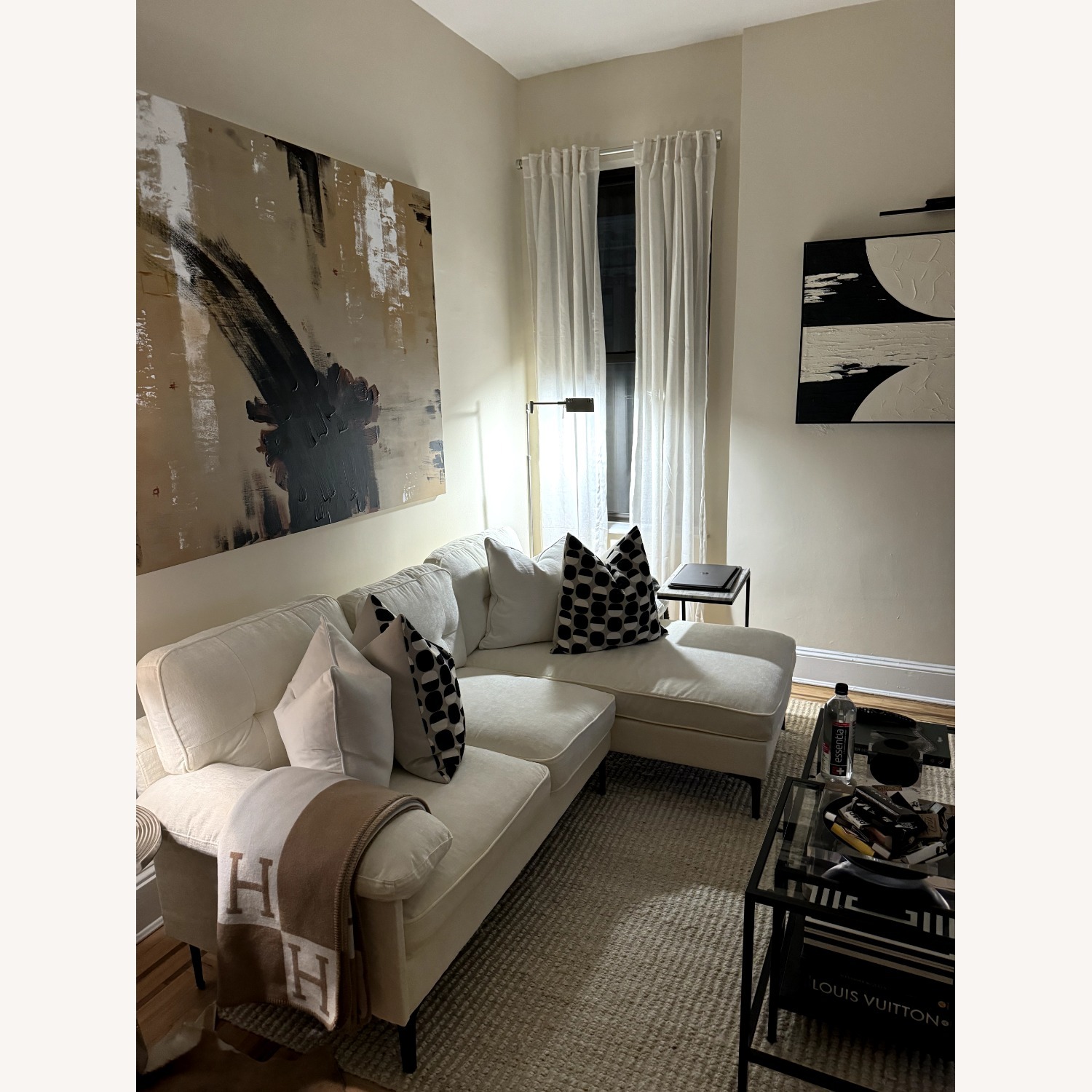 Wayfair Hilmir Cream fabric 3 piece sectional - image-3