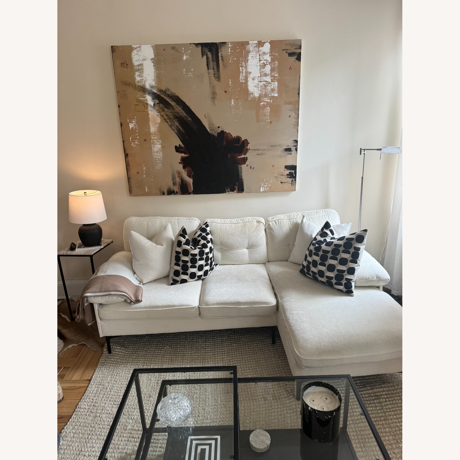 Wayfair Hilmir Cream fabric 3 piece sectional - image-1