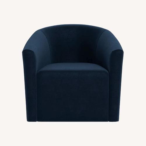 Used Havenly Tegan Modern Navy Velvet Swivel Chair for sale on AptDeco