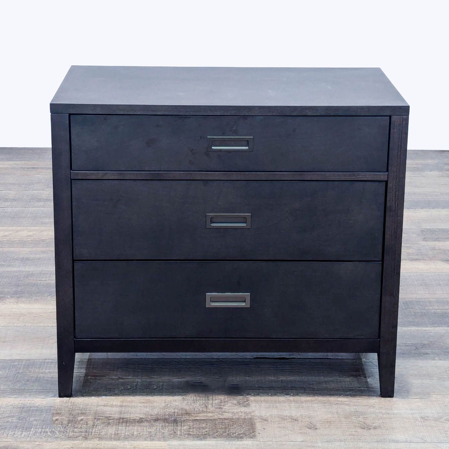 Crate & Barrel Three Drawer Wood Nightstand - image-1