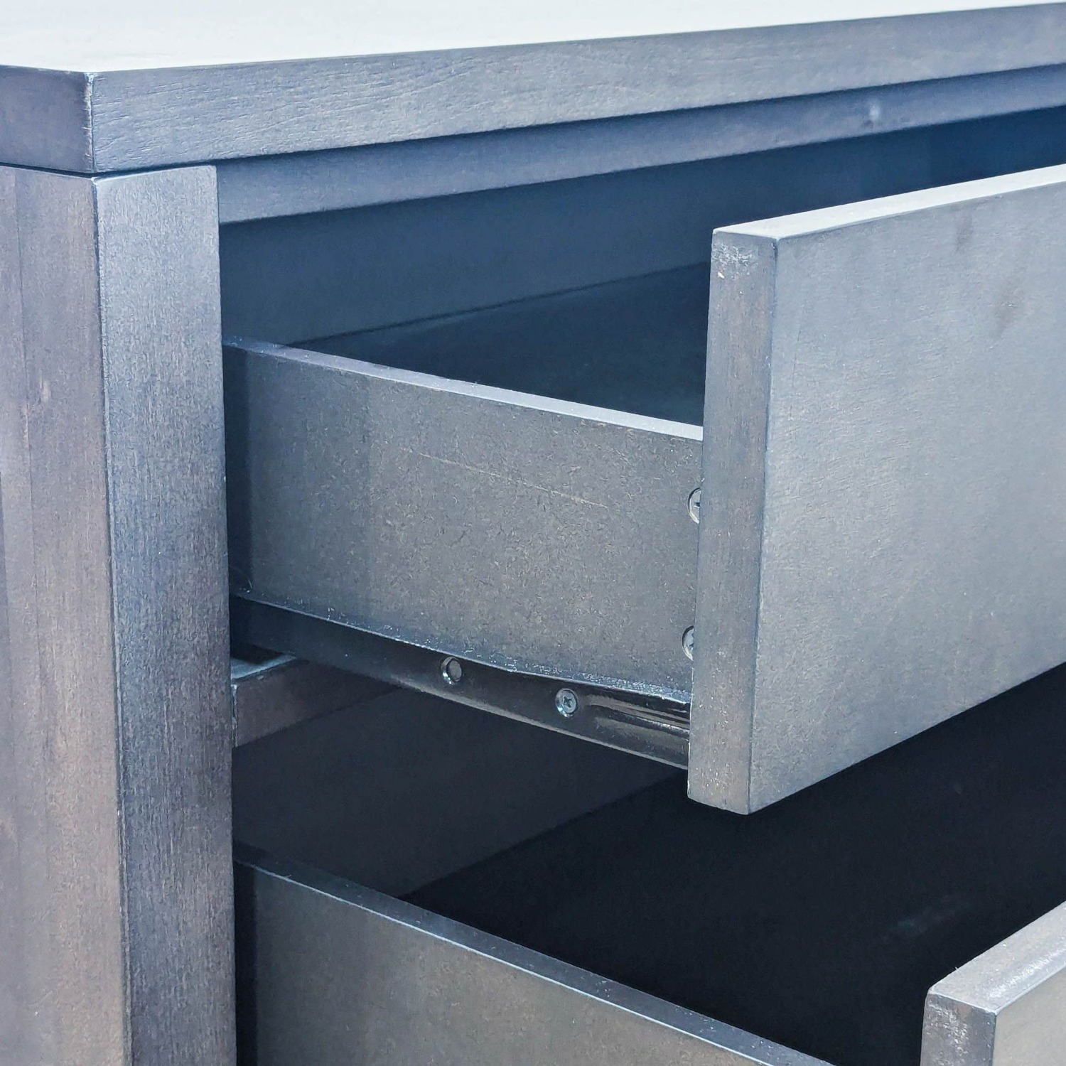 Crate & Barrel Three Drawer Wood Nightstand - image-11