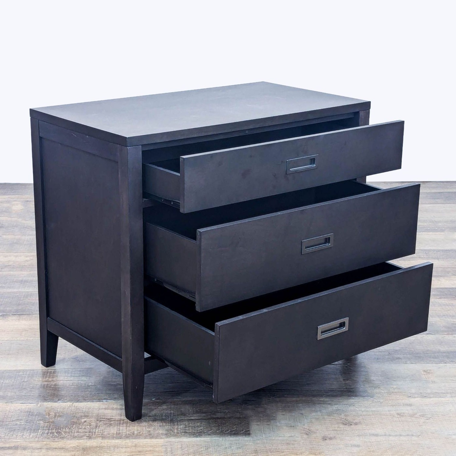 Crate & Barrel Three Drawer Wood Nightstand - image-8
