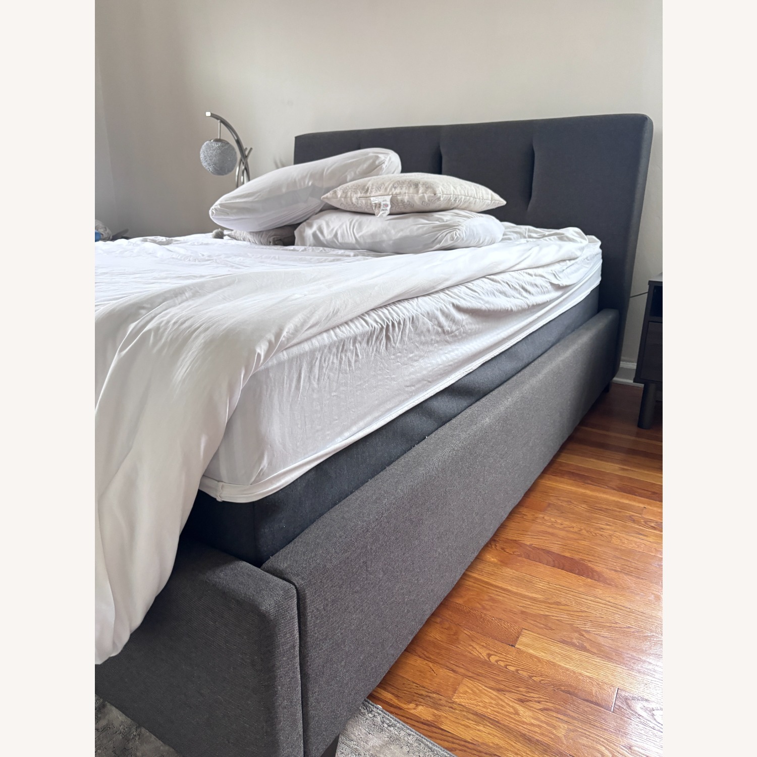 Raymour & Flanigan Lansing Gray Queen Size Headboard and Bedframe - image-1