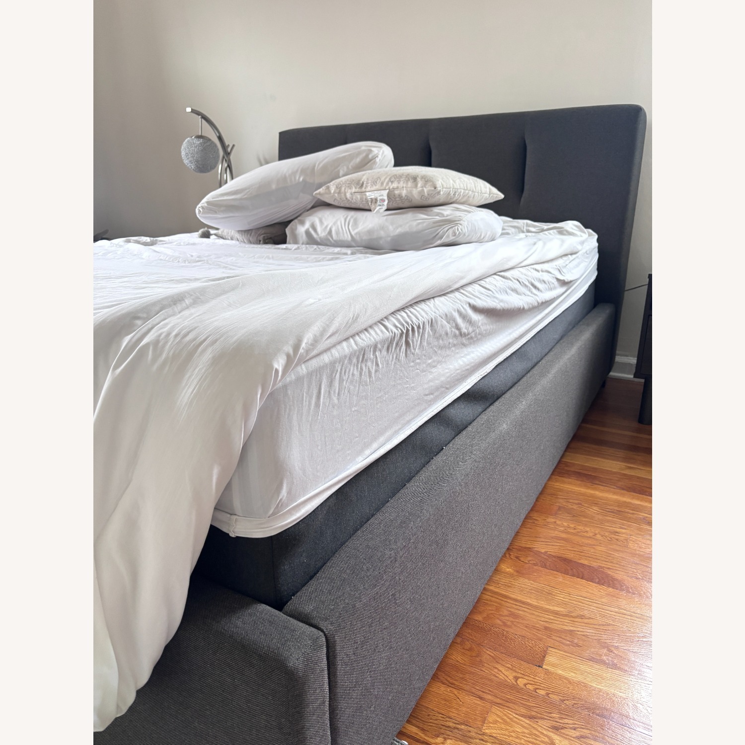 Raymour & Flanigan Lansing Gray Queen Size Headboard and Bedframe - image-4