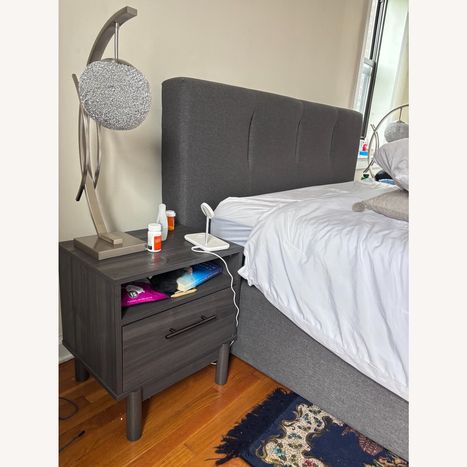 Raymour & Flanigan Lansing Gray Queen Size Headboard and Bedframe - image-3