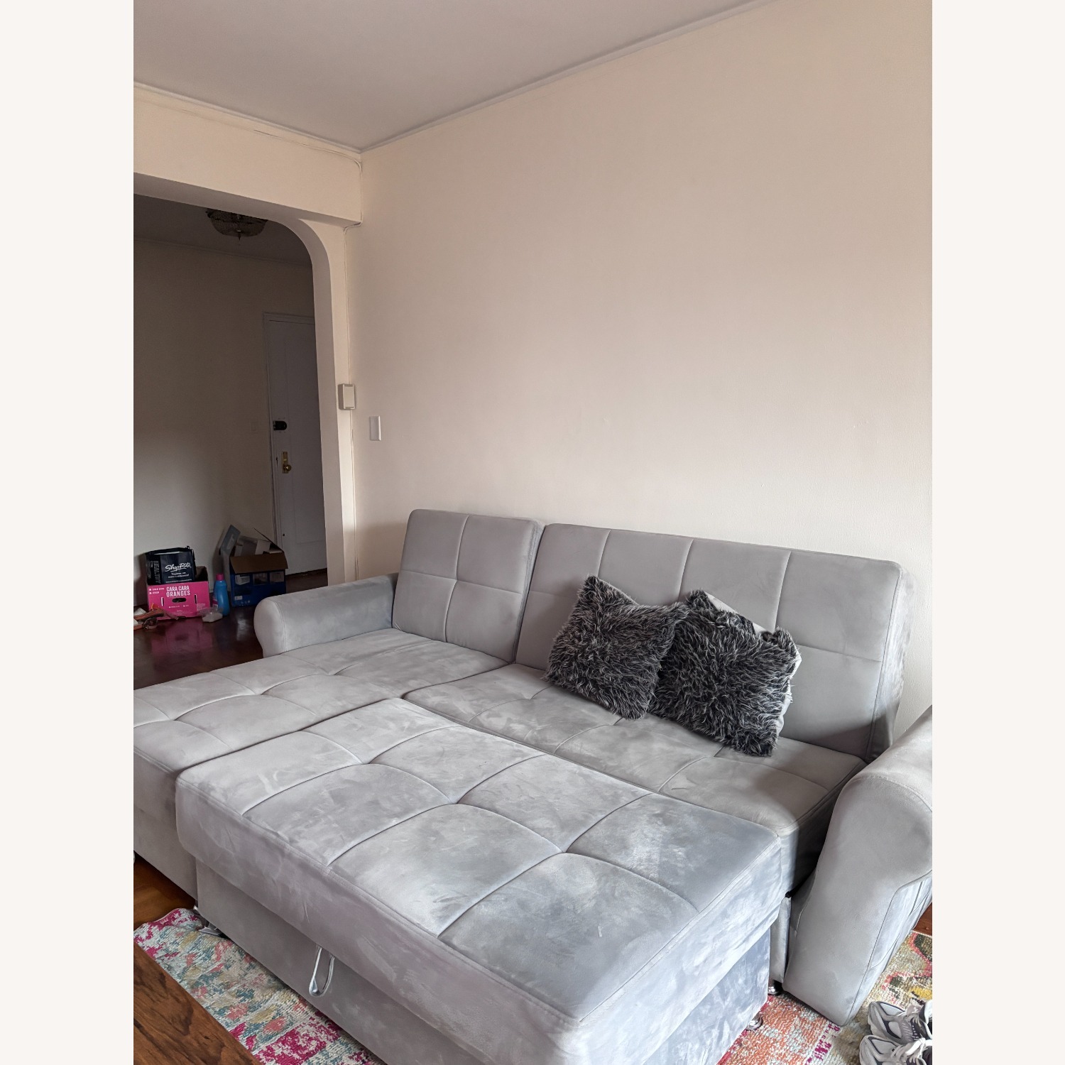 Gray Sectional L/Couch (Sleeper) - image-5