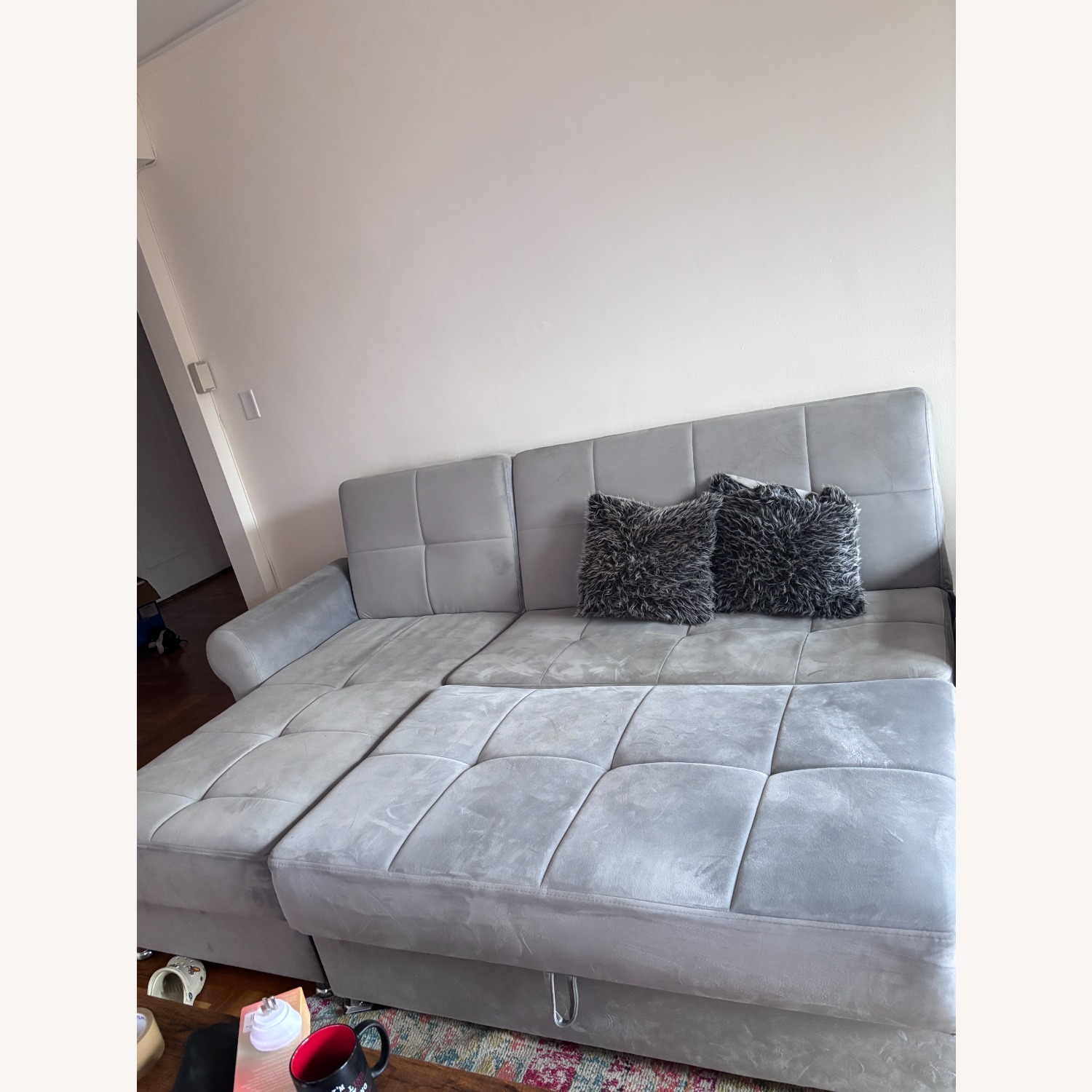 Gray Sectional L/Couch (Sleeper) - image-6