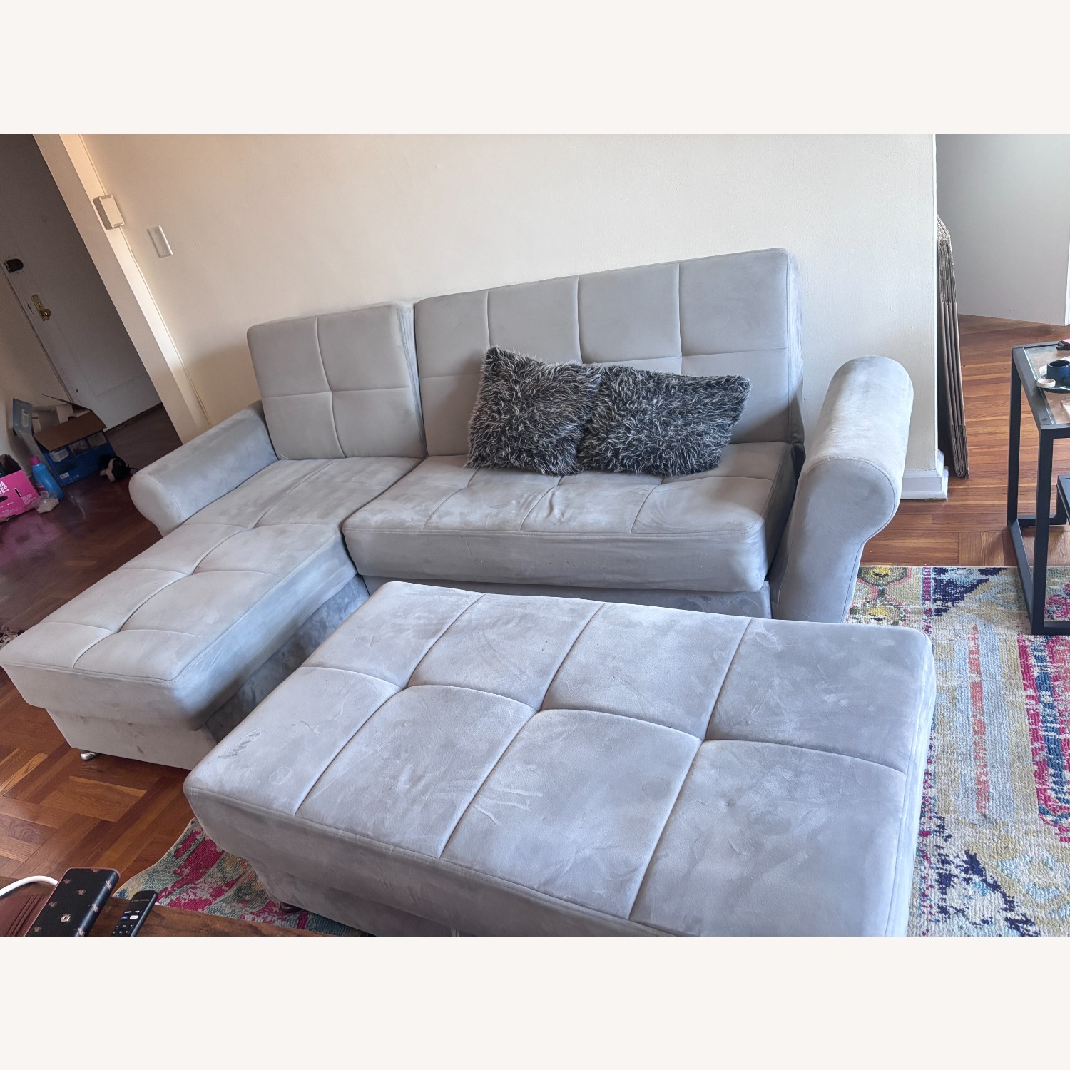 Gray Sectional L/Couch (Sleeper) - image-2