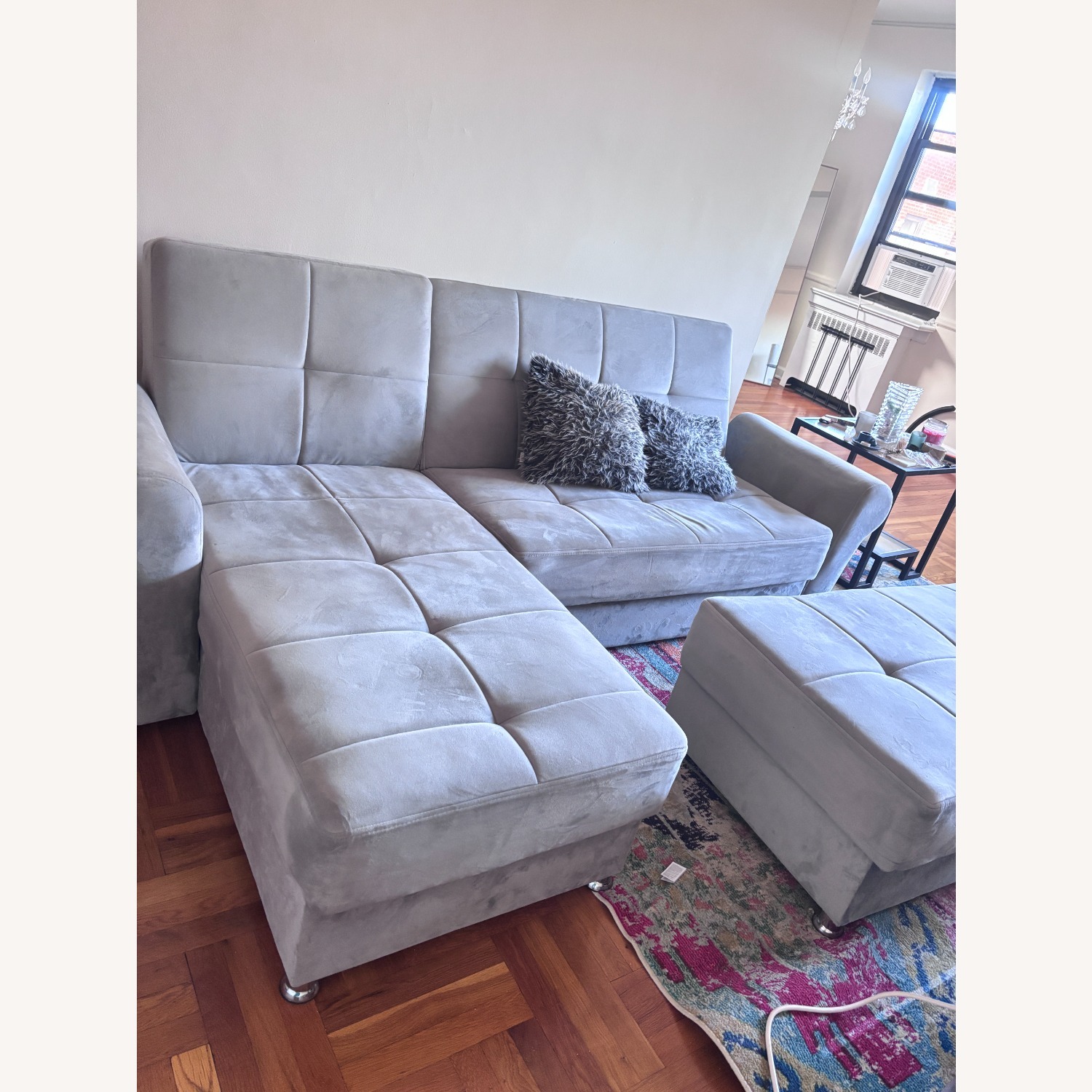 Gray Sectional L/Couch (Sleeper) - image-1