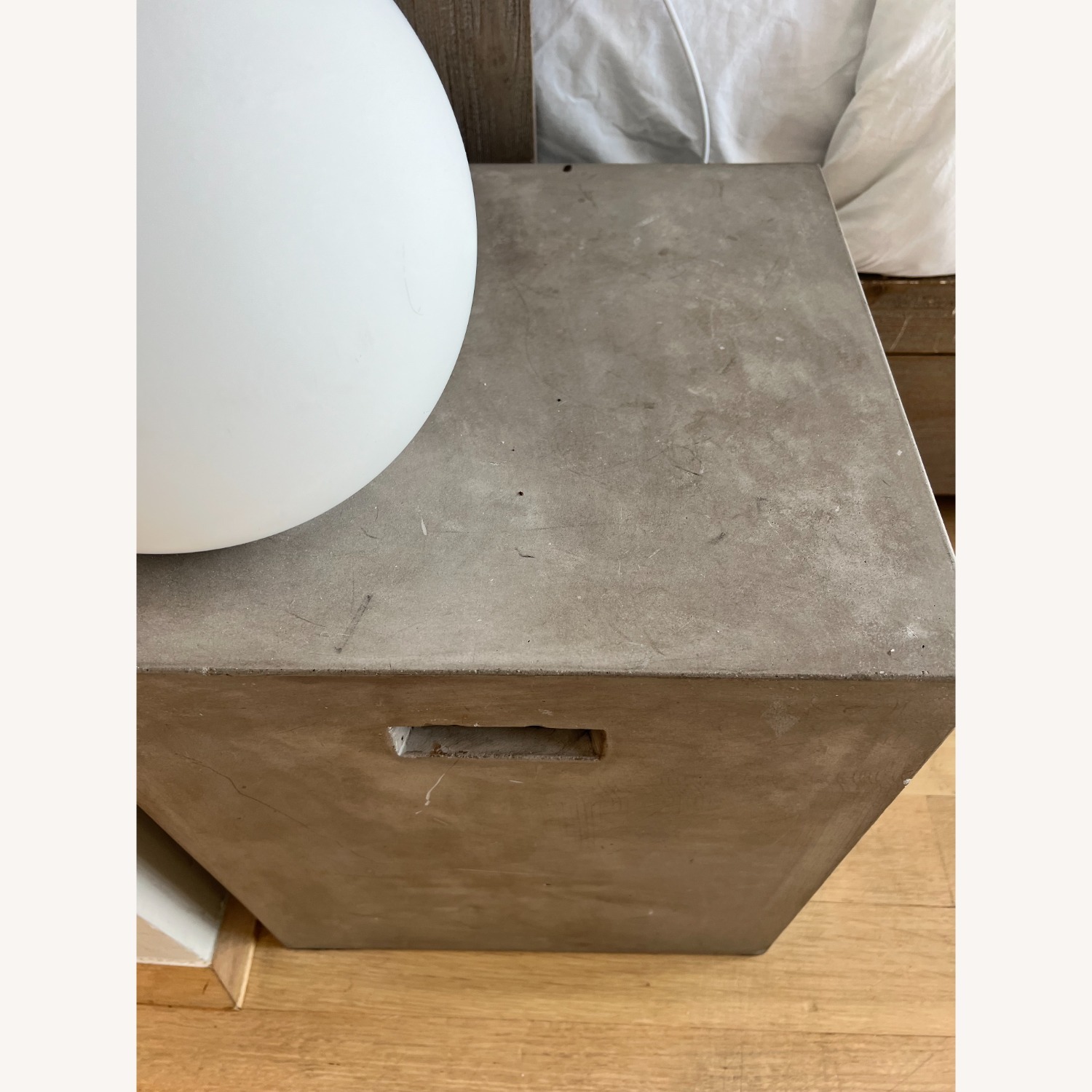 CB2 Cement Night Stand End Side Table - image-3