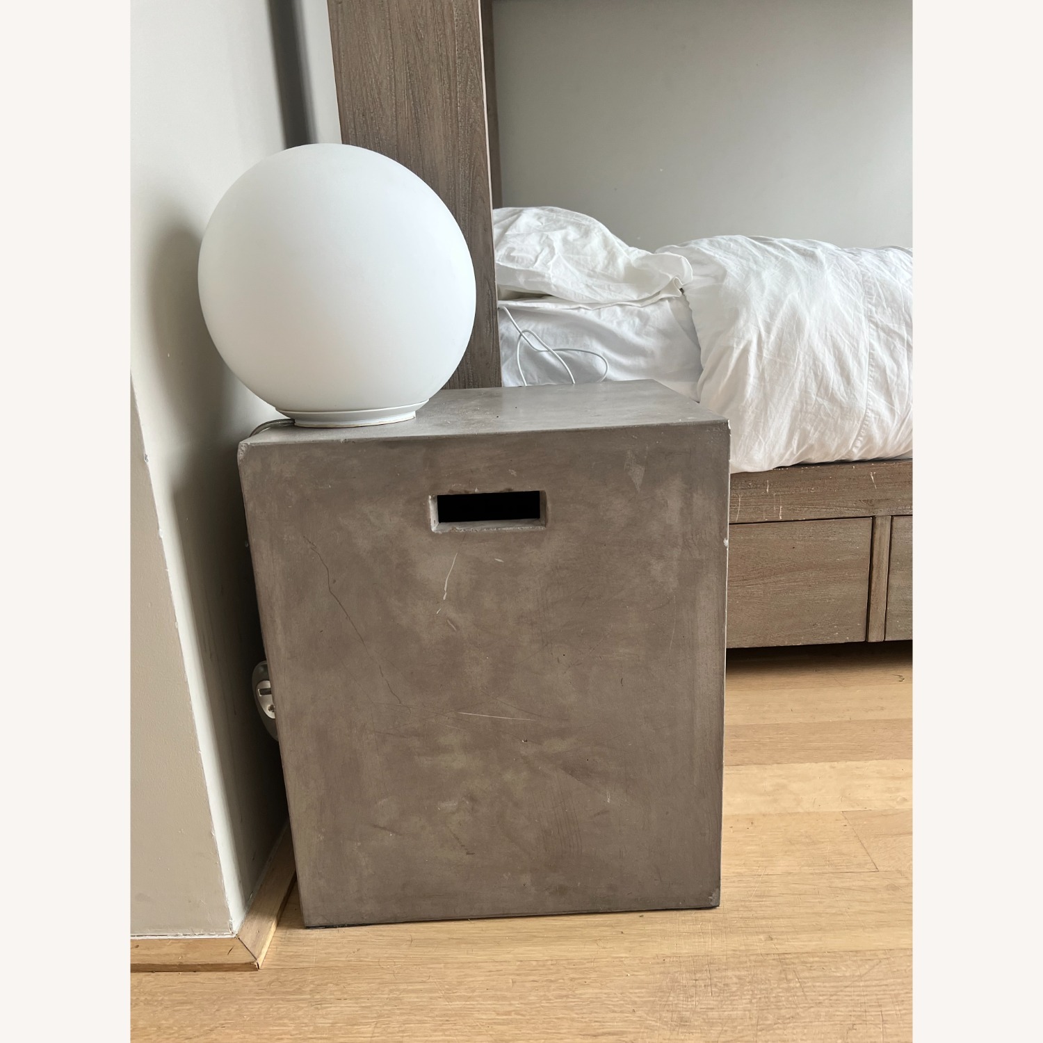 CB2 Cement Night Stand End Side Table - image-1