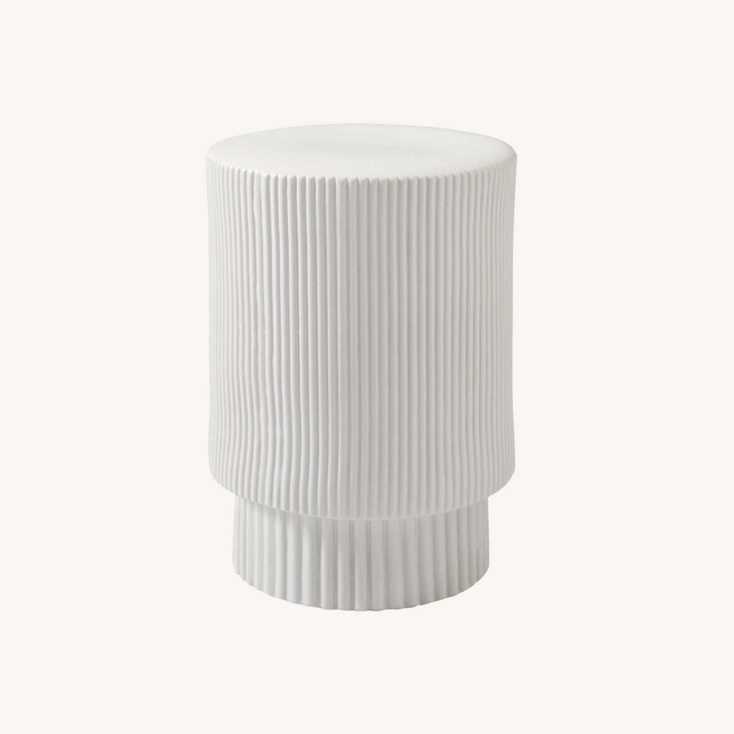 West Elm Fluted Ceramic Indoor/Outdoor Side Table - image-0