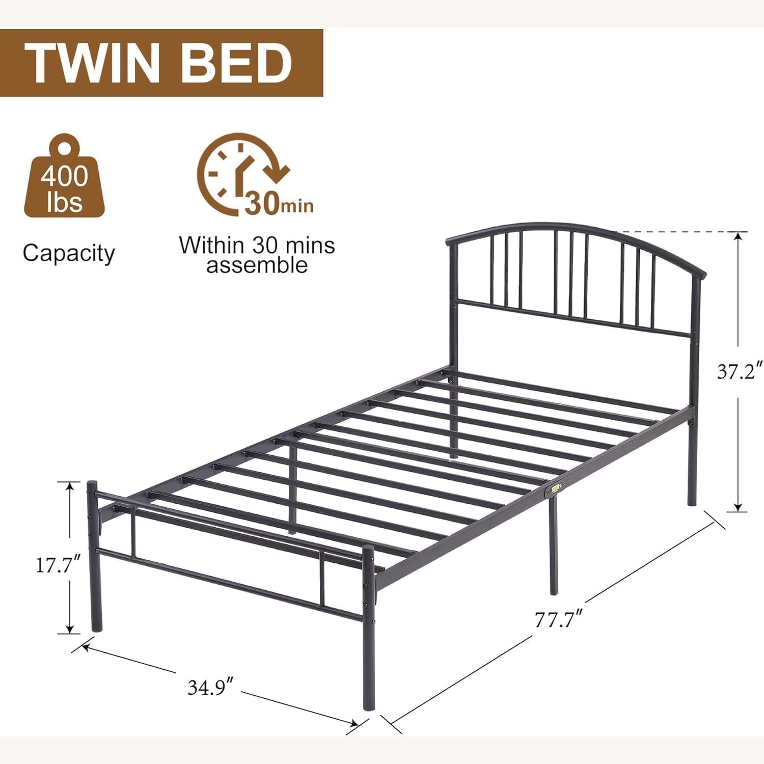 Amazon Vecelo 14 inch Twin Bed Frame Set of 2 - image-1