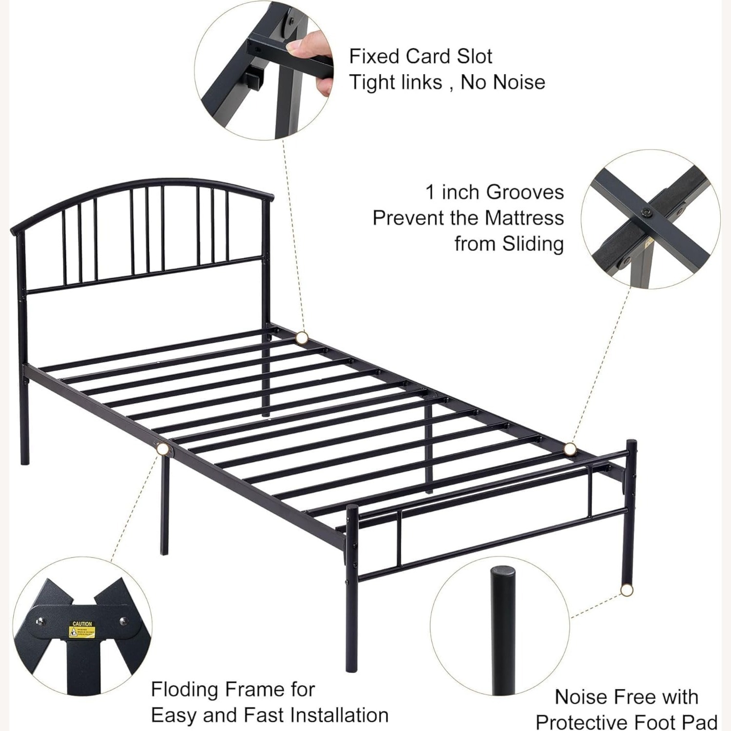 Amazon Vecelo 14 inch Twin Bed Frame Set of 2 - image-2