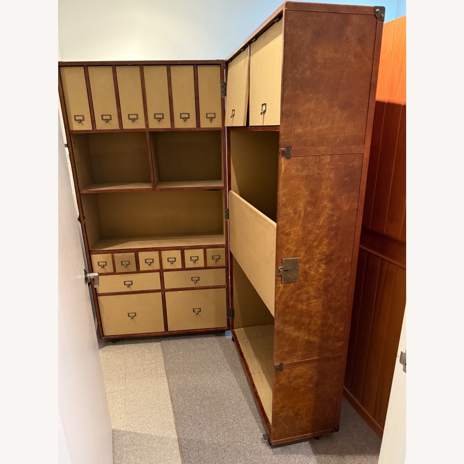 Timothy Oulton Brown Leather Secretary Trunk - image-2