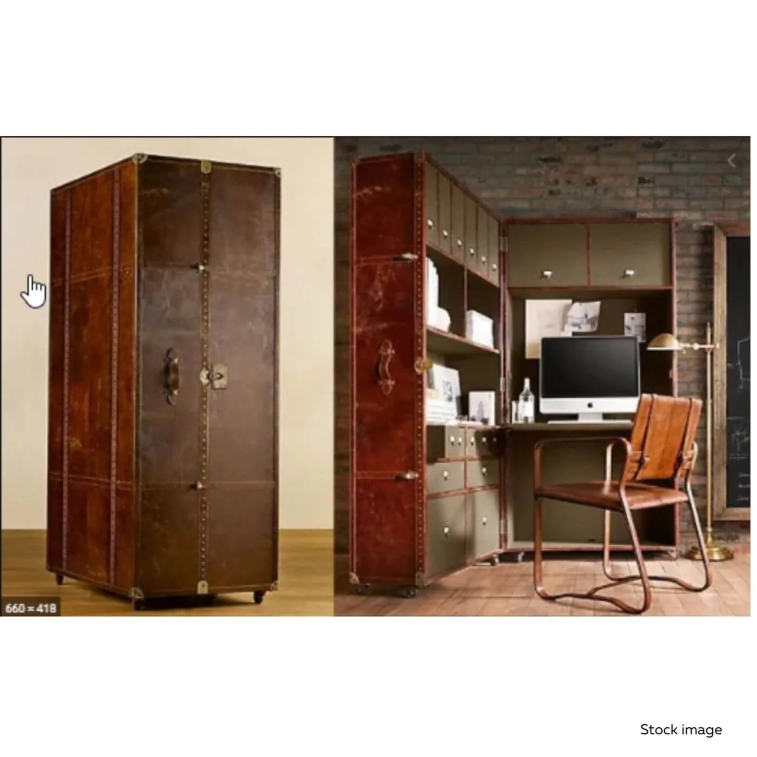 Timothy Oulton Brown Leather Secretary Trunk - image-6