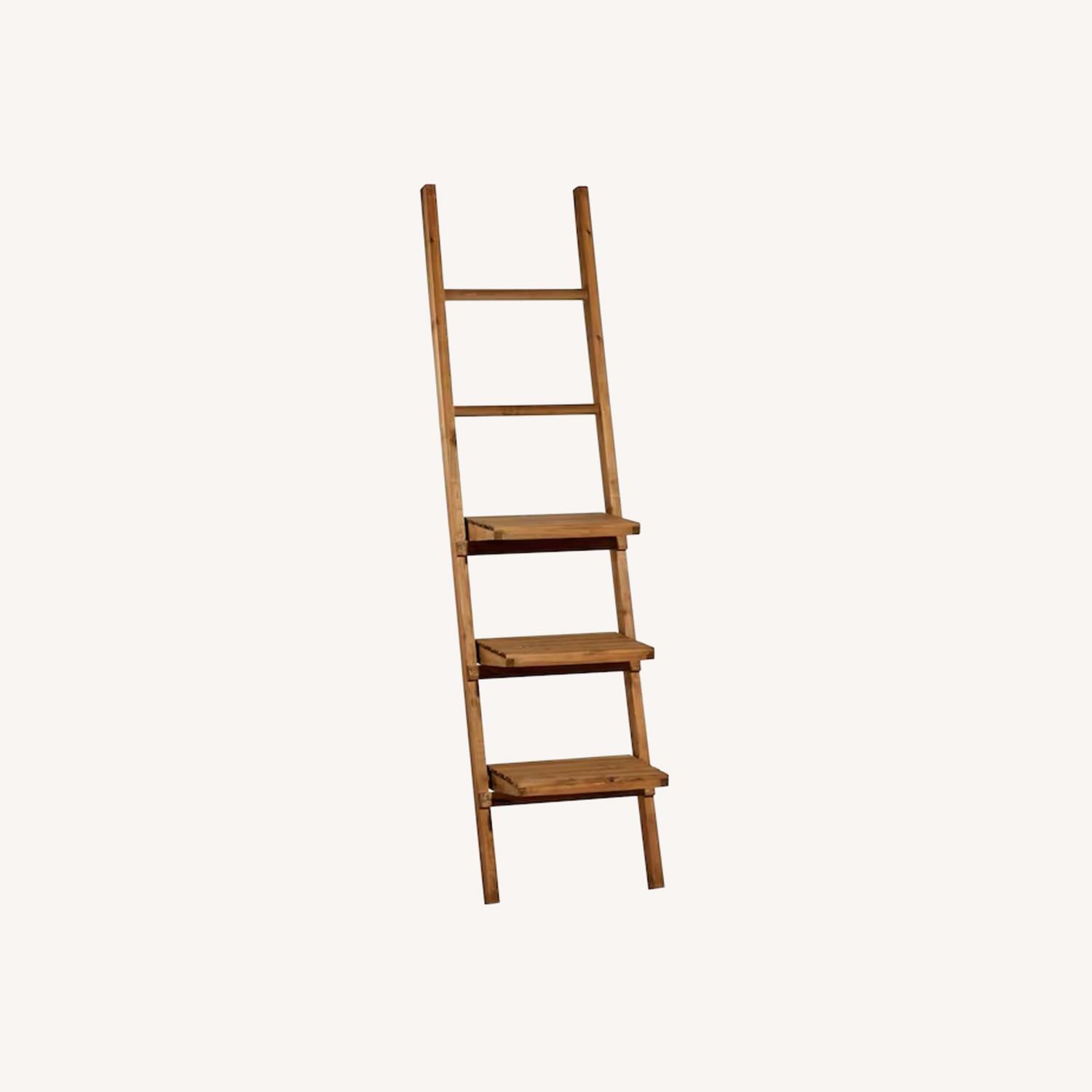 Lowe's Grayson Lane Rustic Brown Real Wood Shelves Ladder Bookcase - image-0