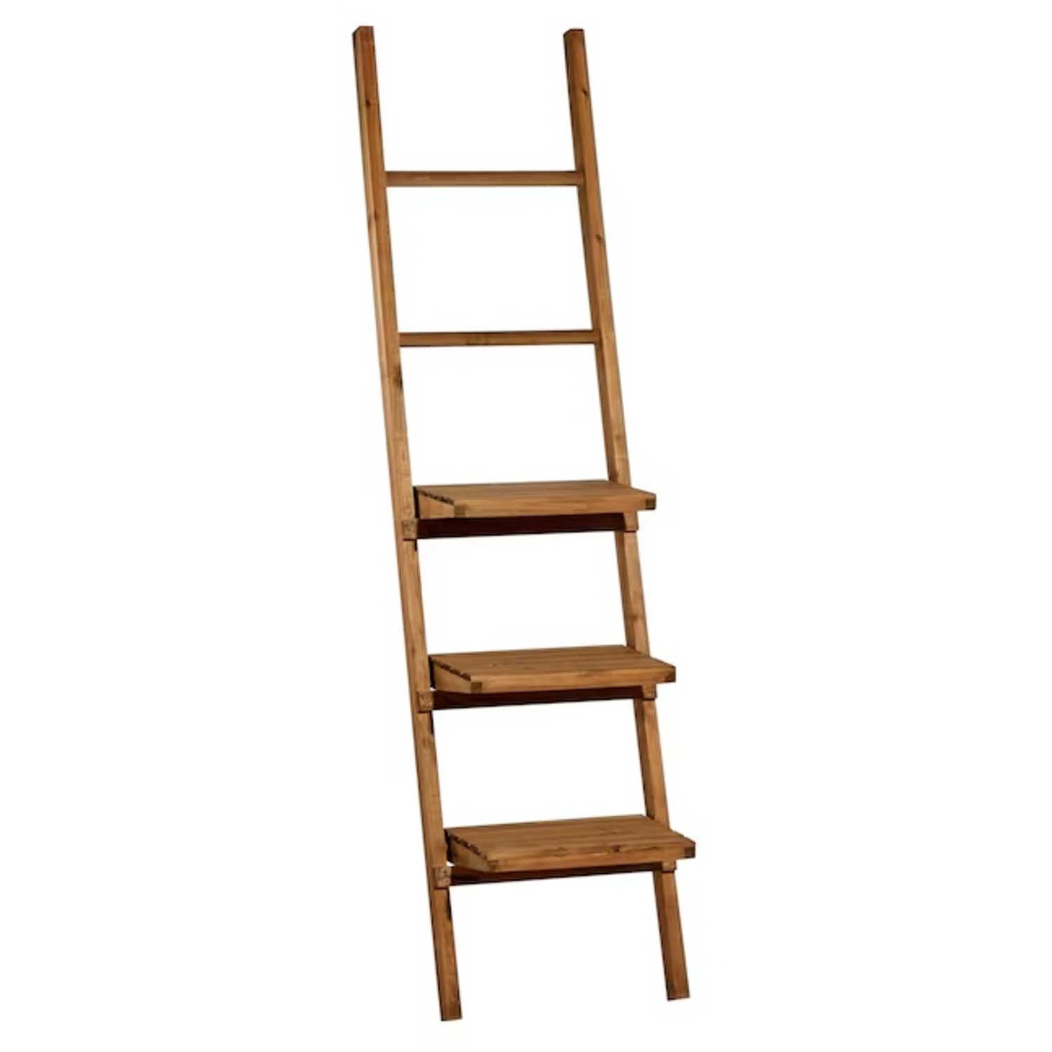 Lowe's Grayson Lane Rustic Brown Real Wood Shelves Ladder Bookcase - image-5