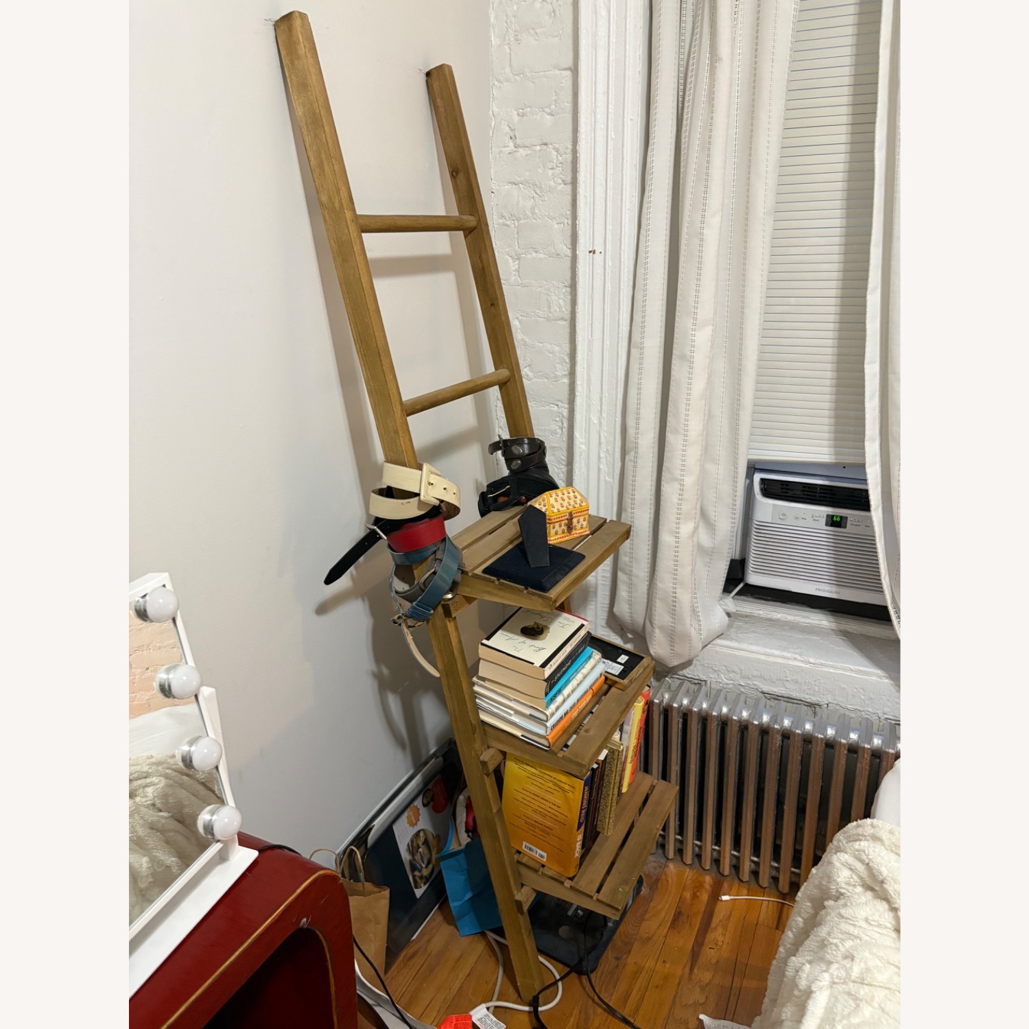 Lowe's Grayson Lane Rustic Brown Real Wood Shelves Ladder Bookcase - image-2