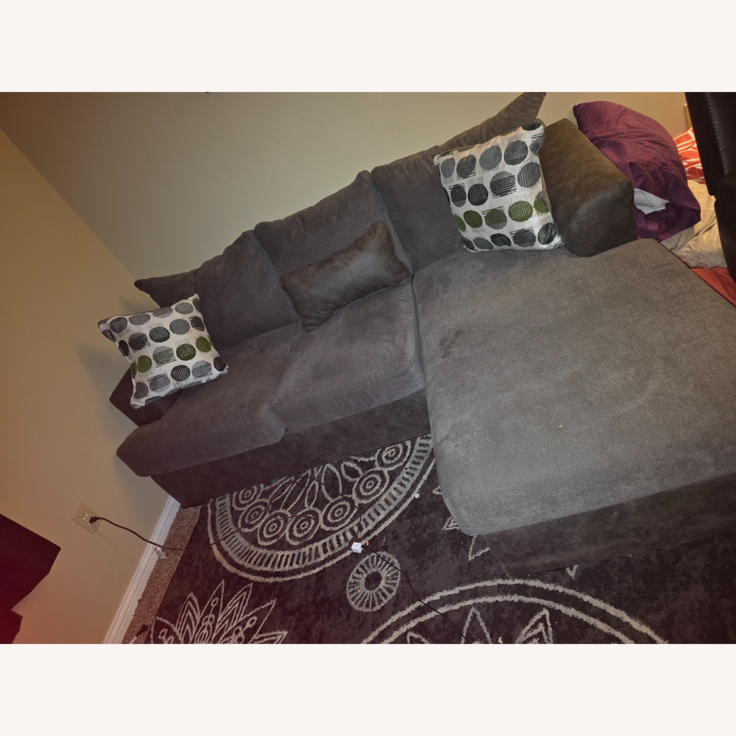 Wayfair Dark Blue Chaise Sofa - image-1