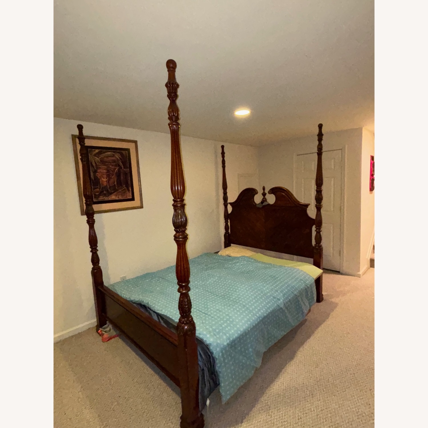 Queen Four-Poster Mahogany Bedframe - image-1