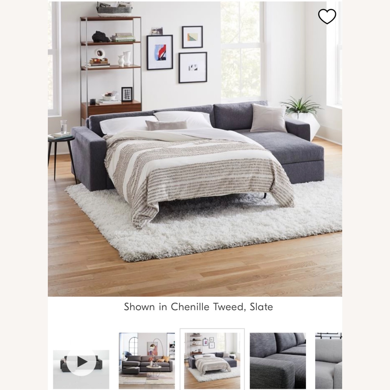 West Elm Sleeper Storage Chaise Right Sectional - image-8