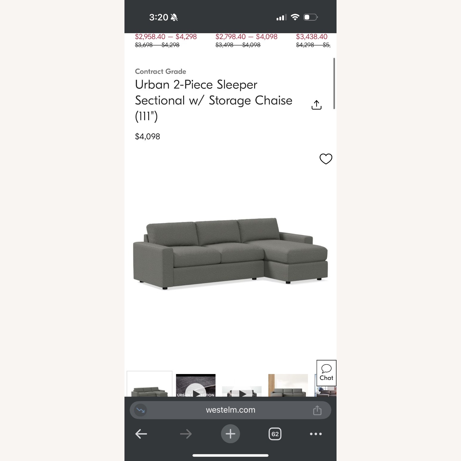 West Elm Sleeper Storage Chaise Right Sectional - image-9