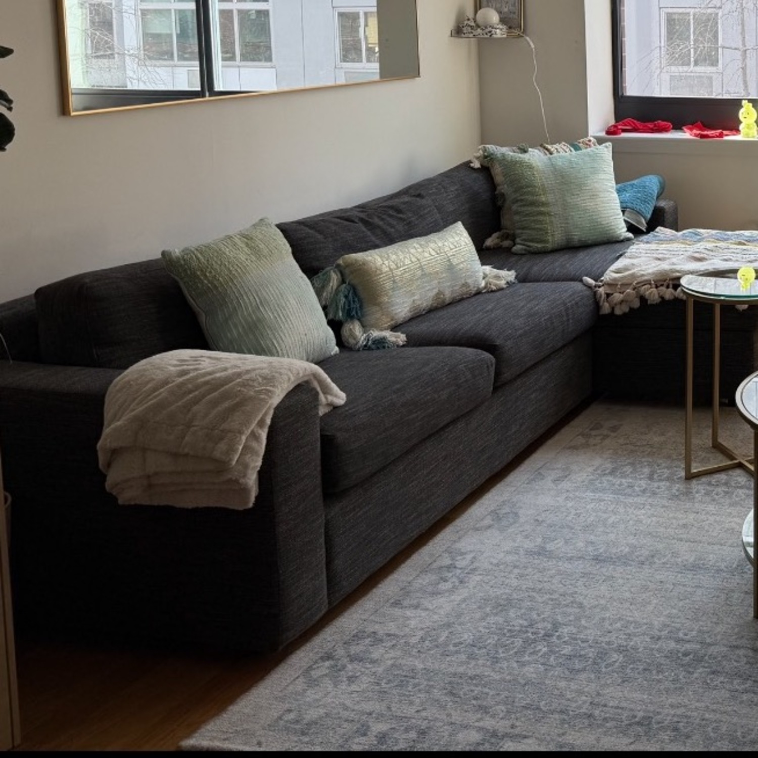 West Elm Sleeper Storage Chaise Right Sectional - image-3