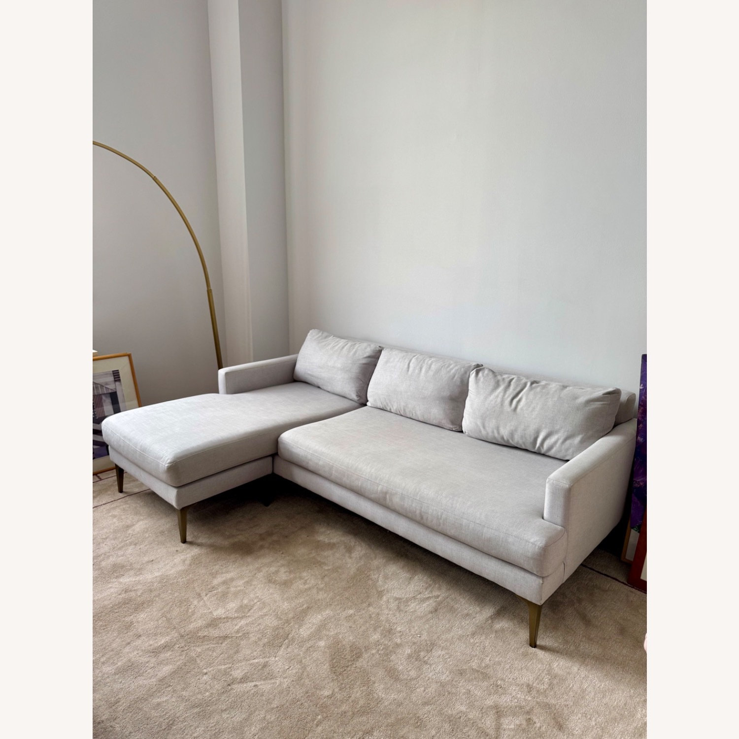 West Elm Andes Reversible Sectional Beige - image-1