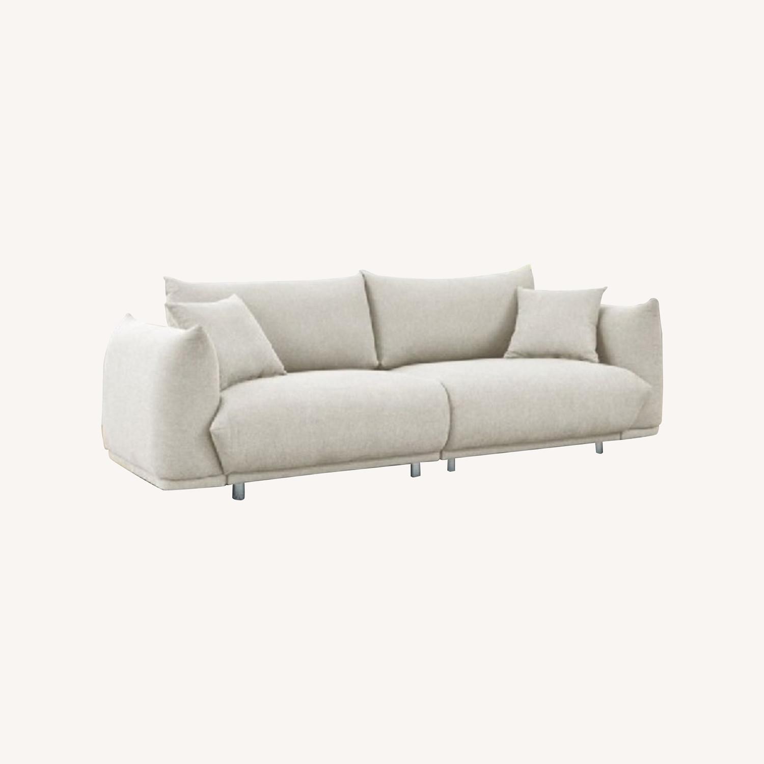 Walmart Beige Loveseat Sofa with 2 Pillows - image-0