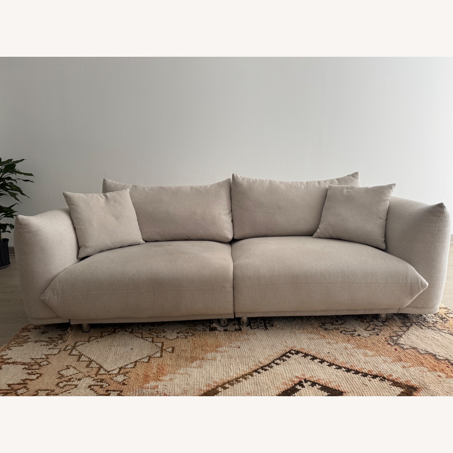 Walmart Beige Loveseat Sofa with 2 Pillows - image-1