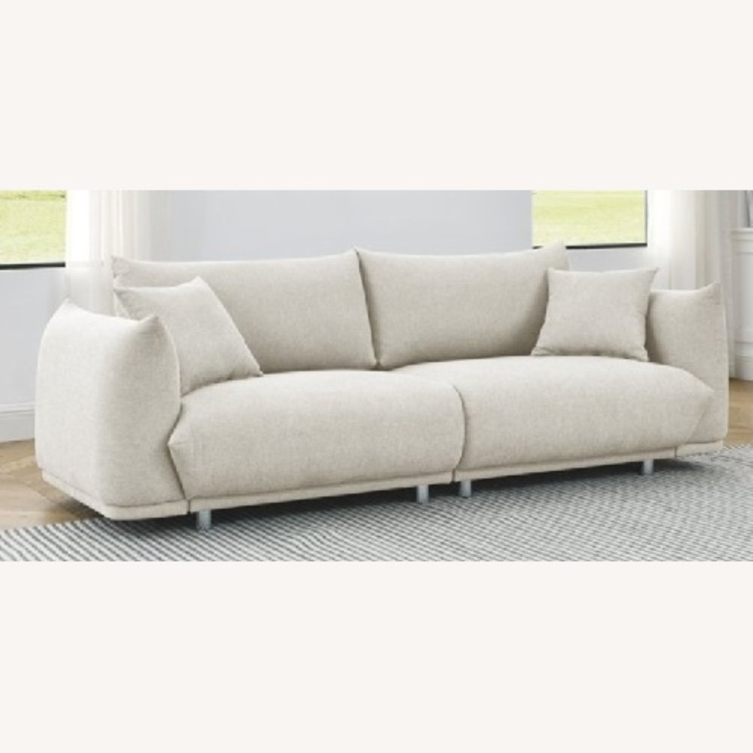Walmart Beige Loveseat Sofa with 2 Pillows - image-6
