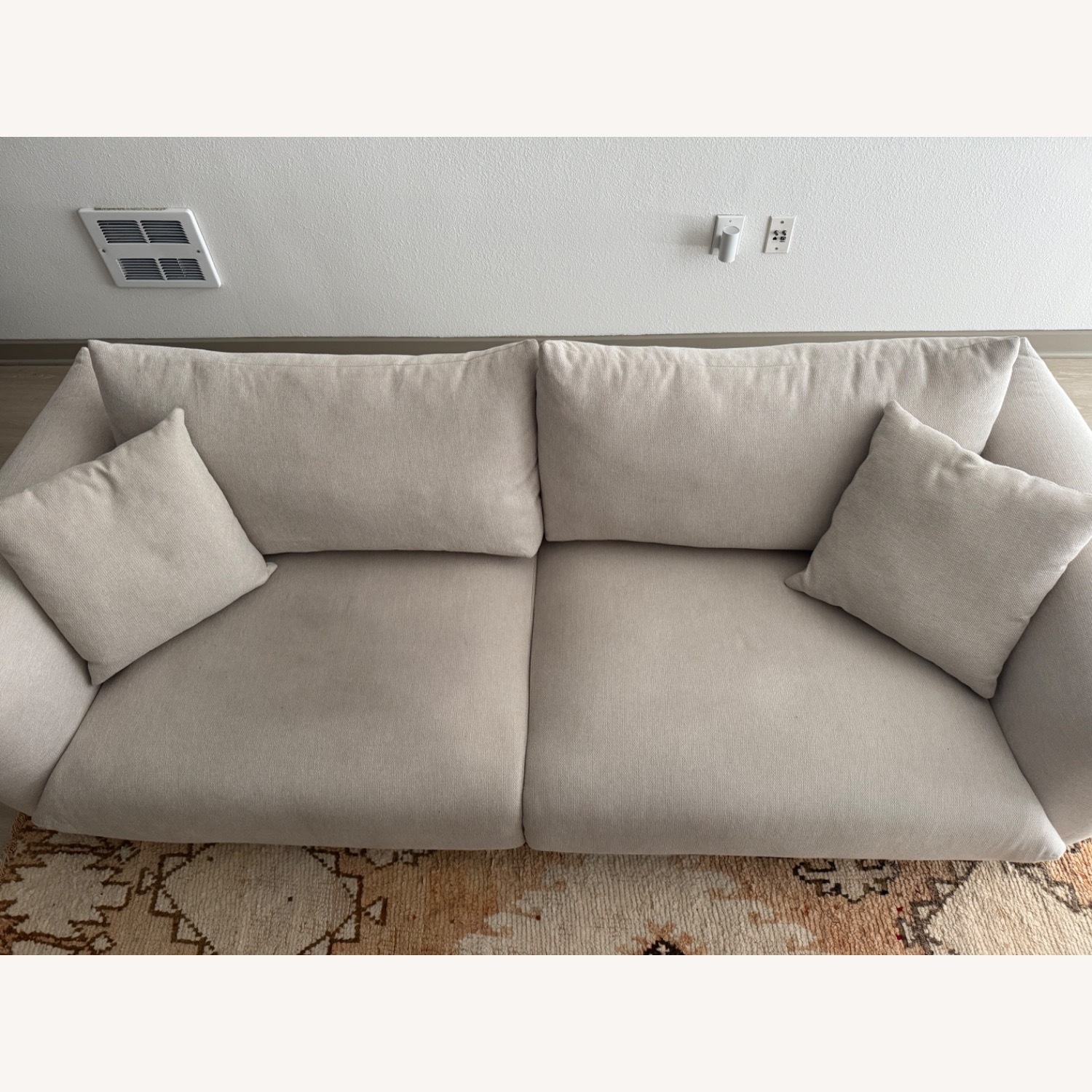 Walmart Beige Loveseat Sofa with 2 Pillows - image-4