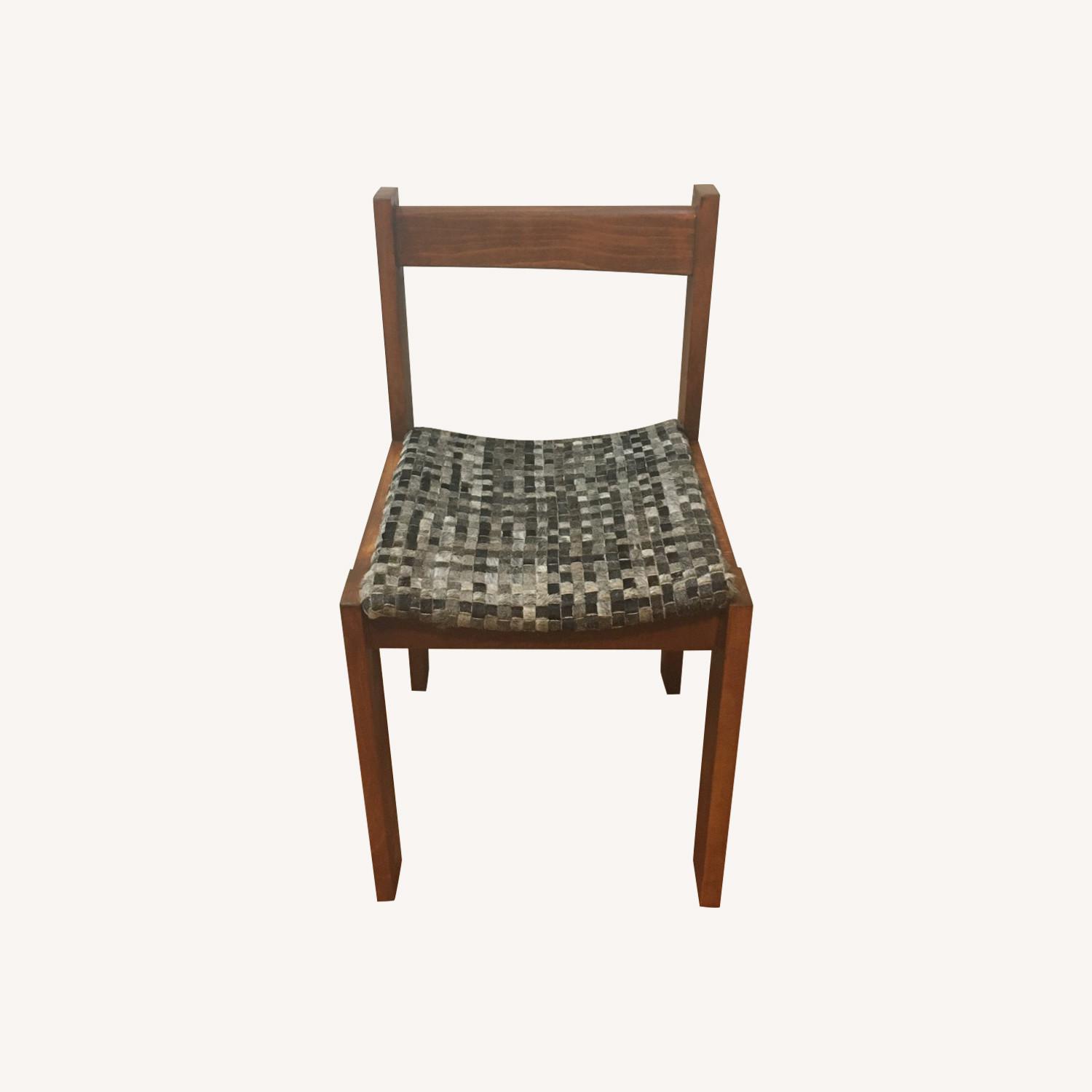 MCM Wood & Woven Leather Accent Chair - image-0