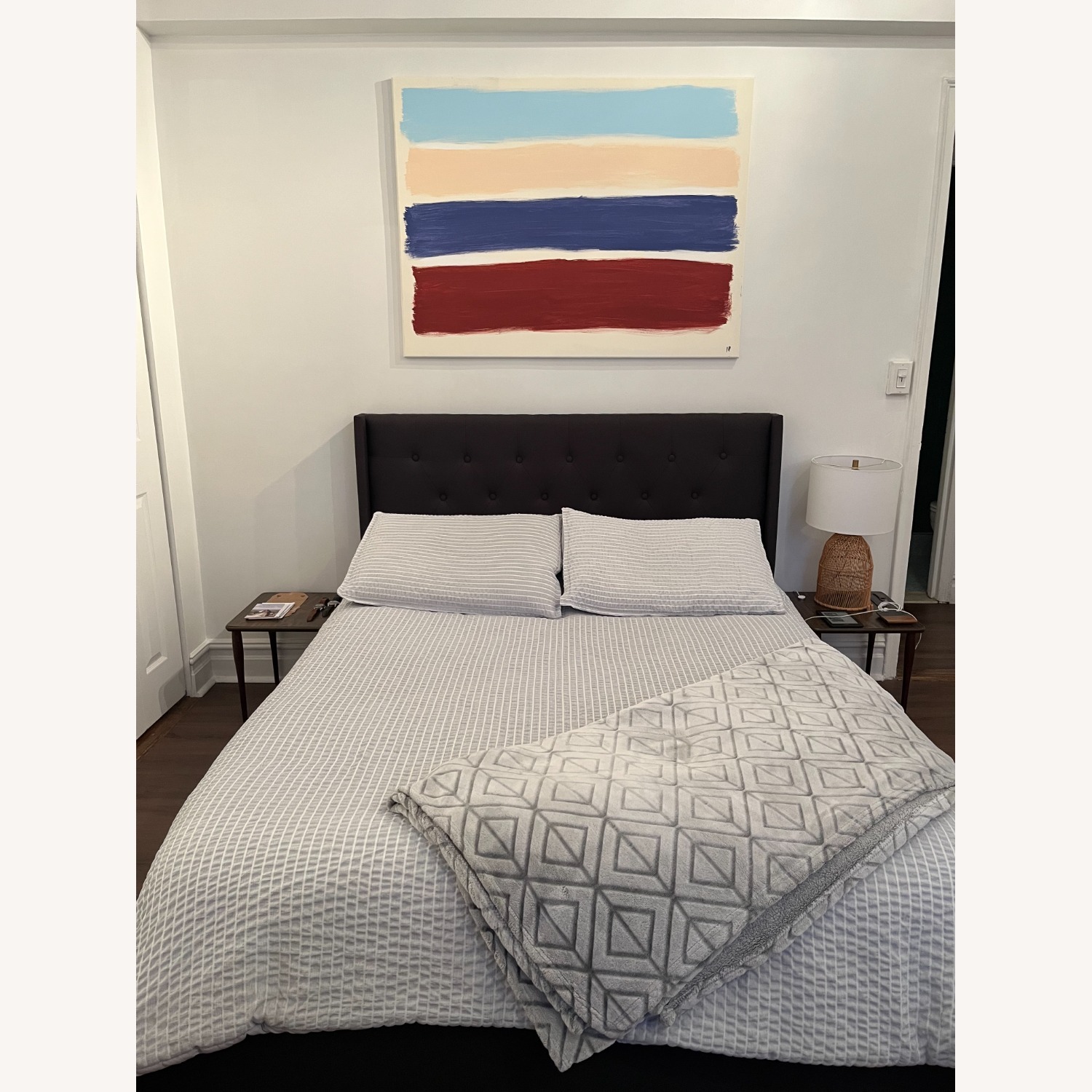 Upholstered Platform Bed (Full) Charcoal - image-1