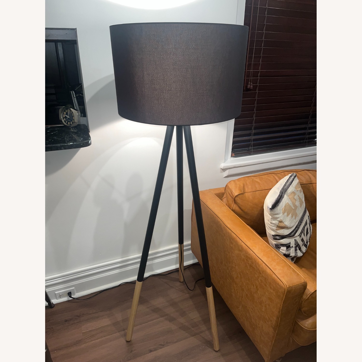 AllModern Burdette Tripod Floor Lamp Light Wood and Black - image-1