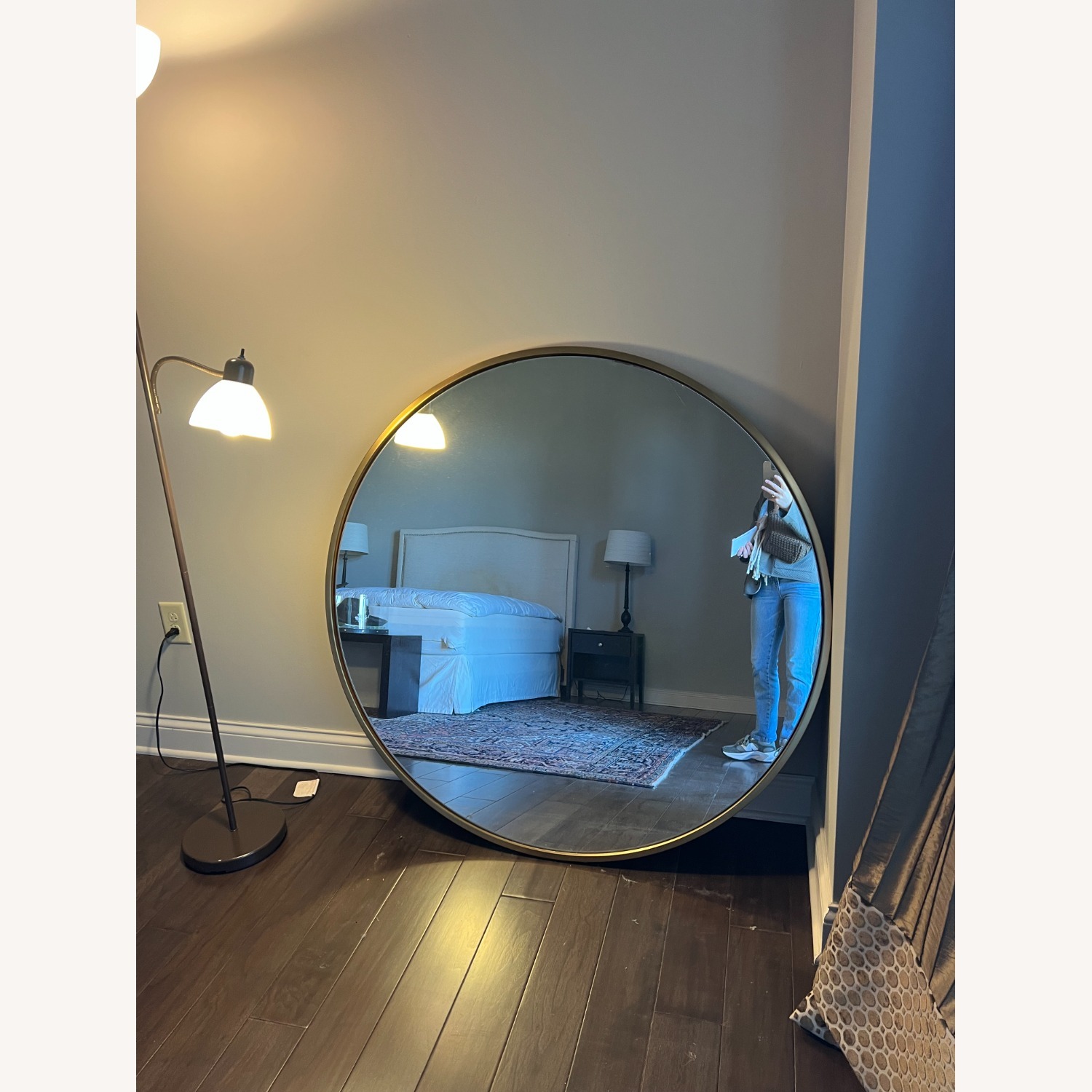 Circular Gold Wall Mirror - image-2