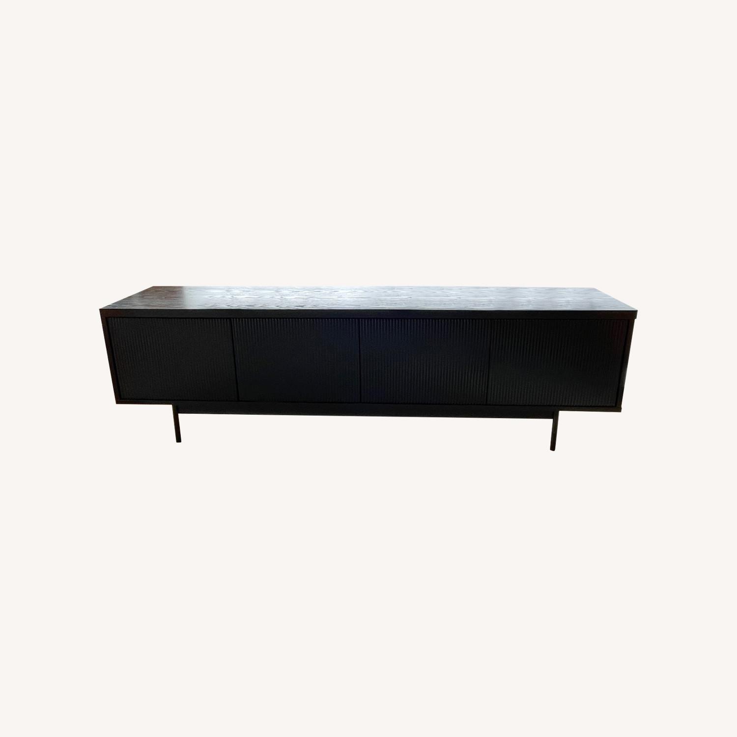 Black Fluted Media Console Table - image-0
