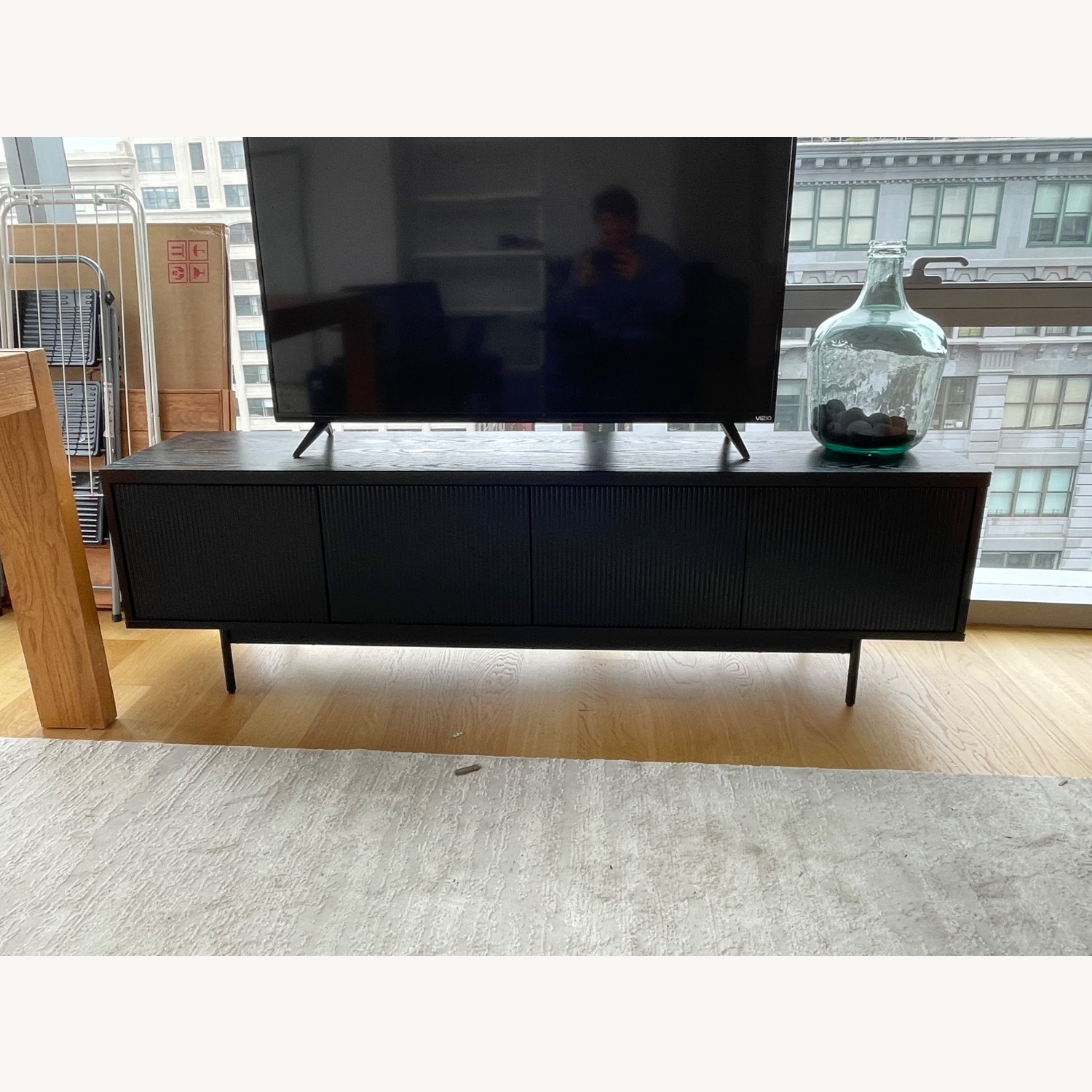 Black Fluted Media Console Table - image-1