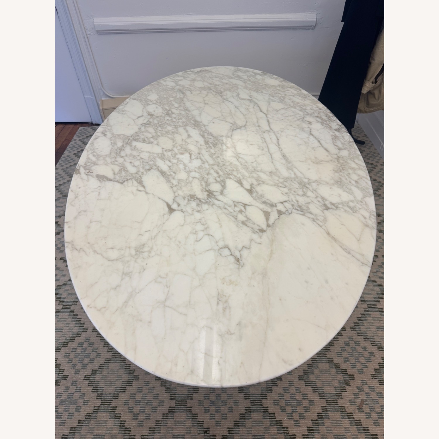 White Carrara Marble Dining Table, Oval - image-3